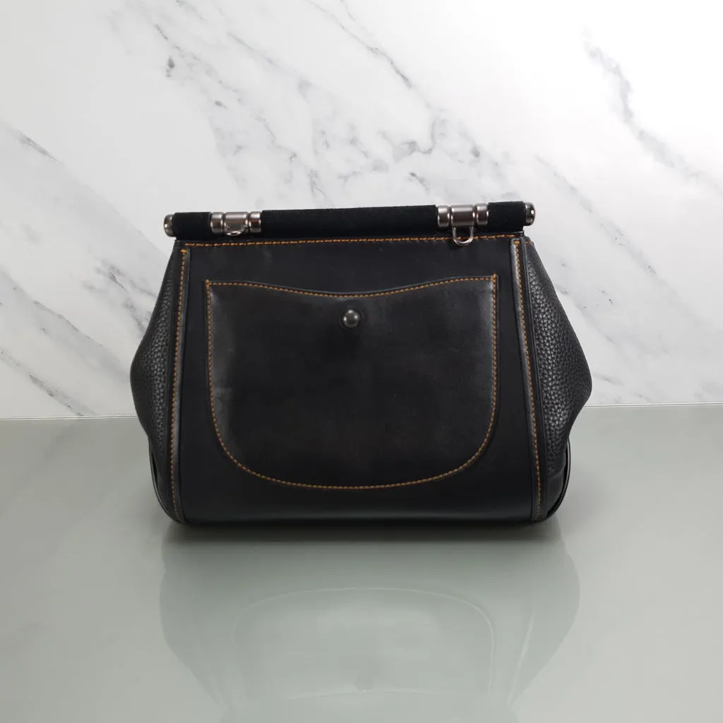 Coach Drifter Tophandle Crossbody Bag with Pearl Prairie Rivets in Black Mixed Leathers & Suede - SAMPLE BAG
