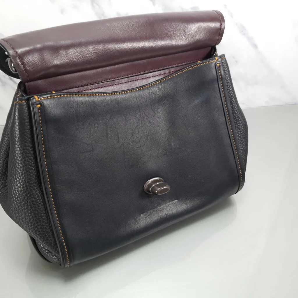 Coach Drifter Tophandle Crossbody Bag with Pearl Prairie Rivets in Black Mixed Leathers & Suede - SAMPLE BAG