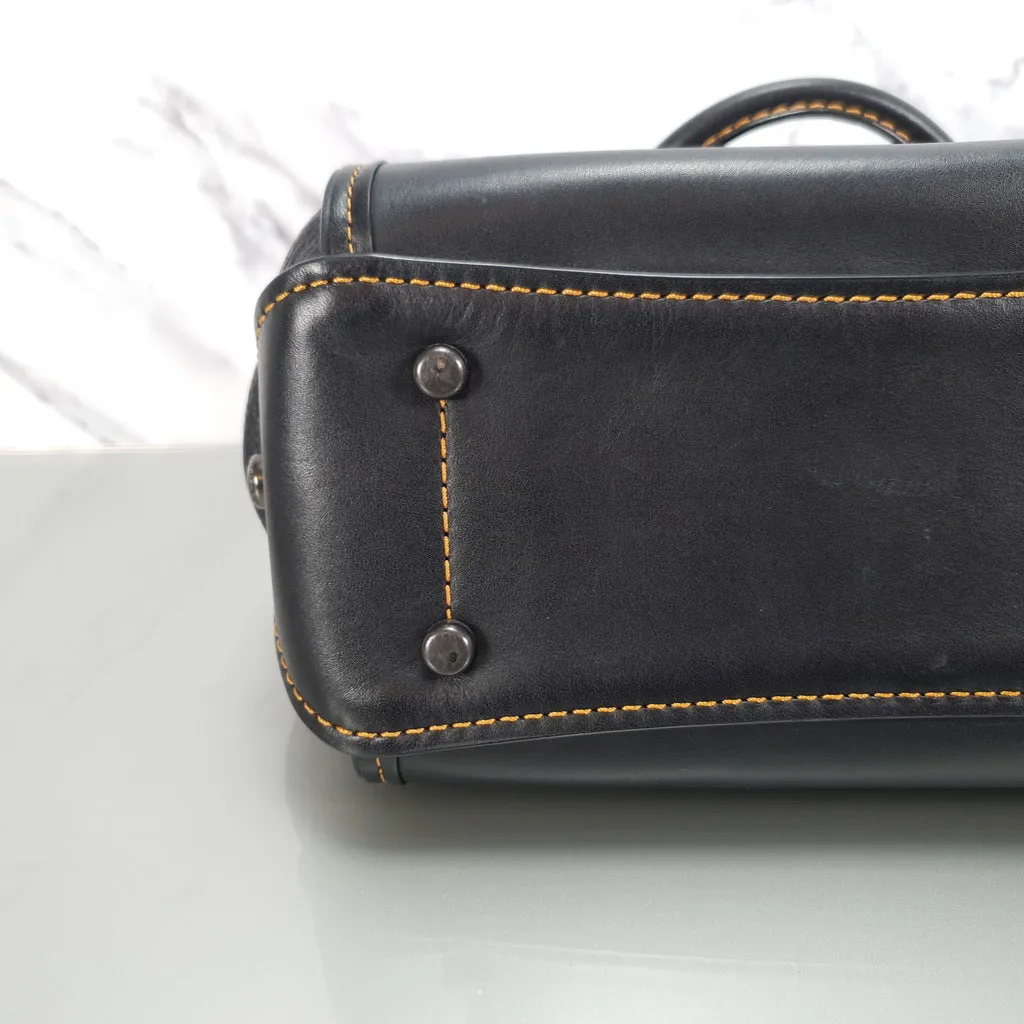Coach Drifter Tophandle Crossbody Bag with Pearl Prairie Rivets in Black Mixed Leathers & Suede - SAMPLE BAG