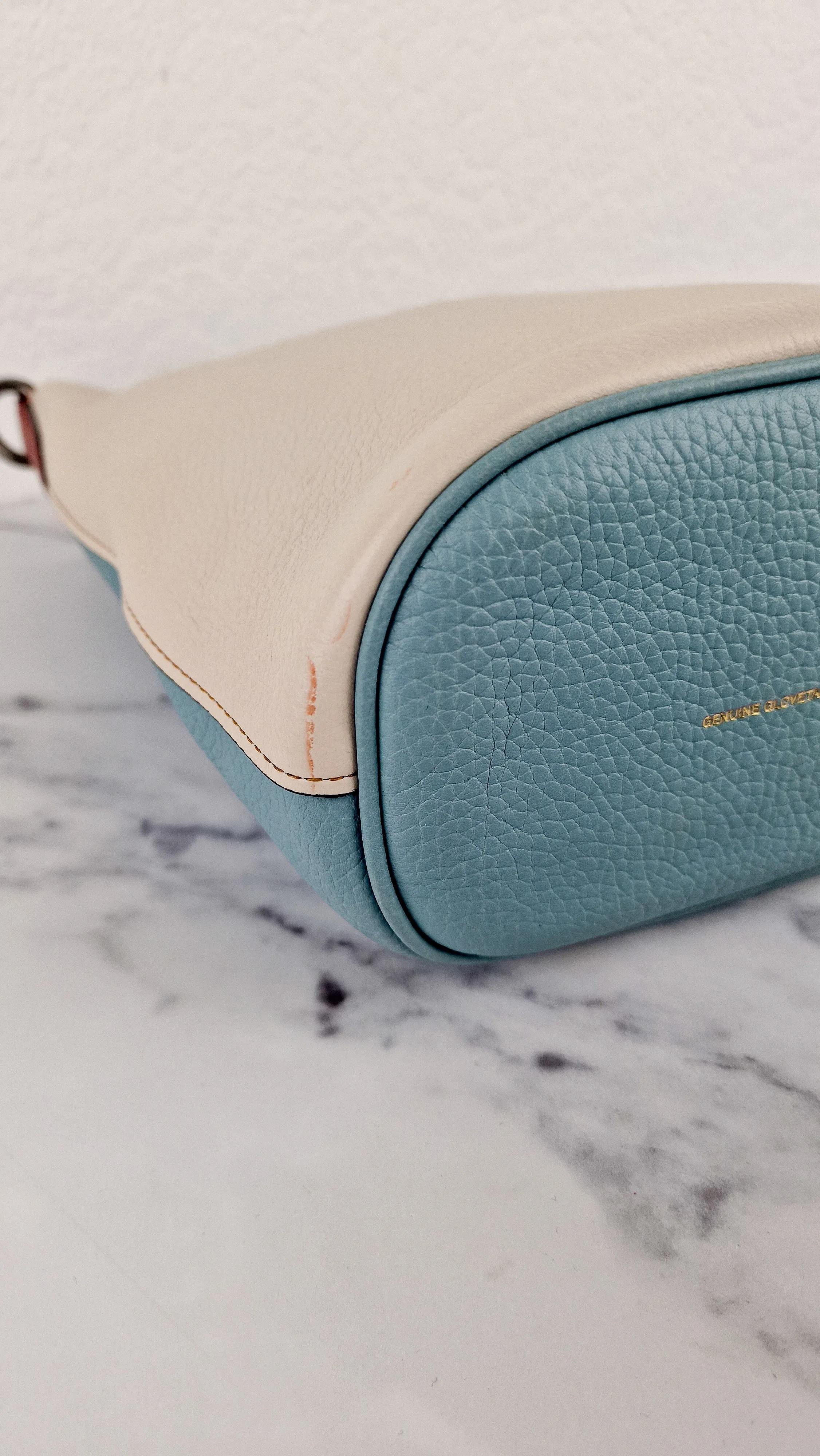 Coach Duffle 20 Colorblock Pebble Leather Bucket Bag Blue Chalk Crossbody Bag - Coach 29260