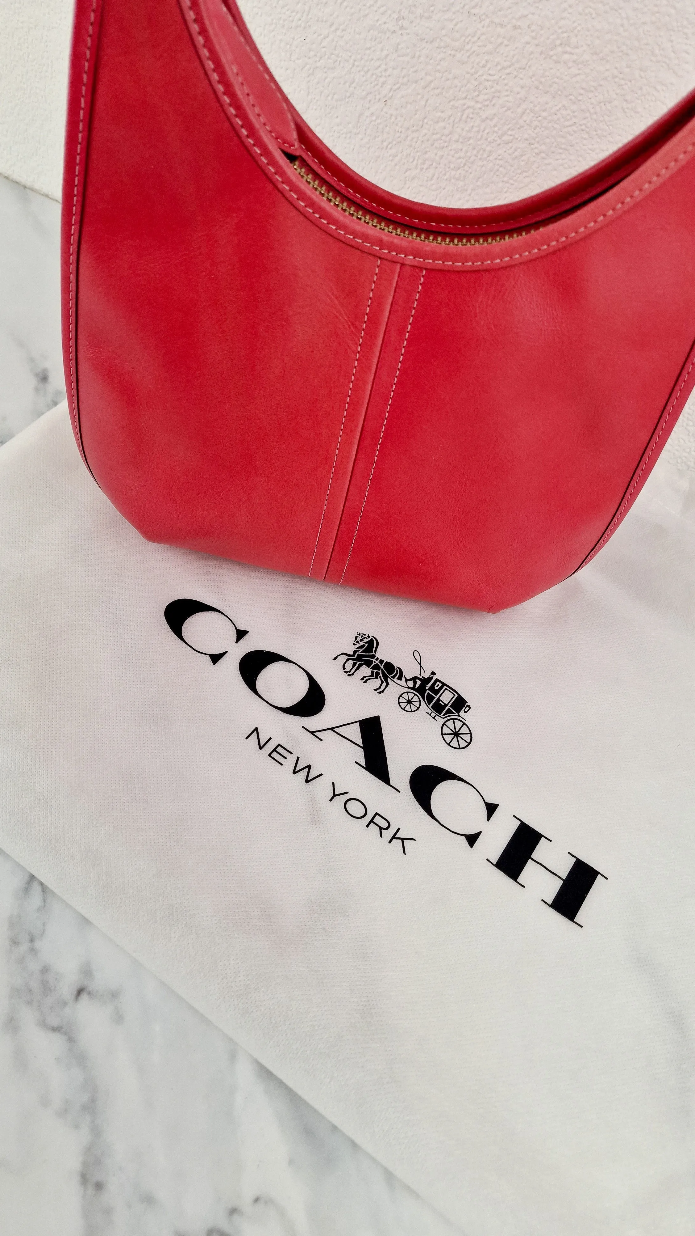 Coach Ergo in Bright Carmine Red Pink Original Natural Leather - Coach C3855