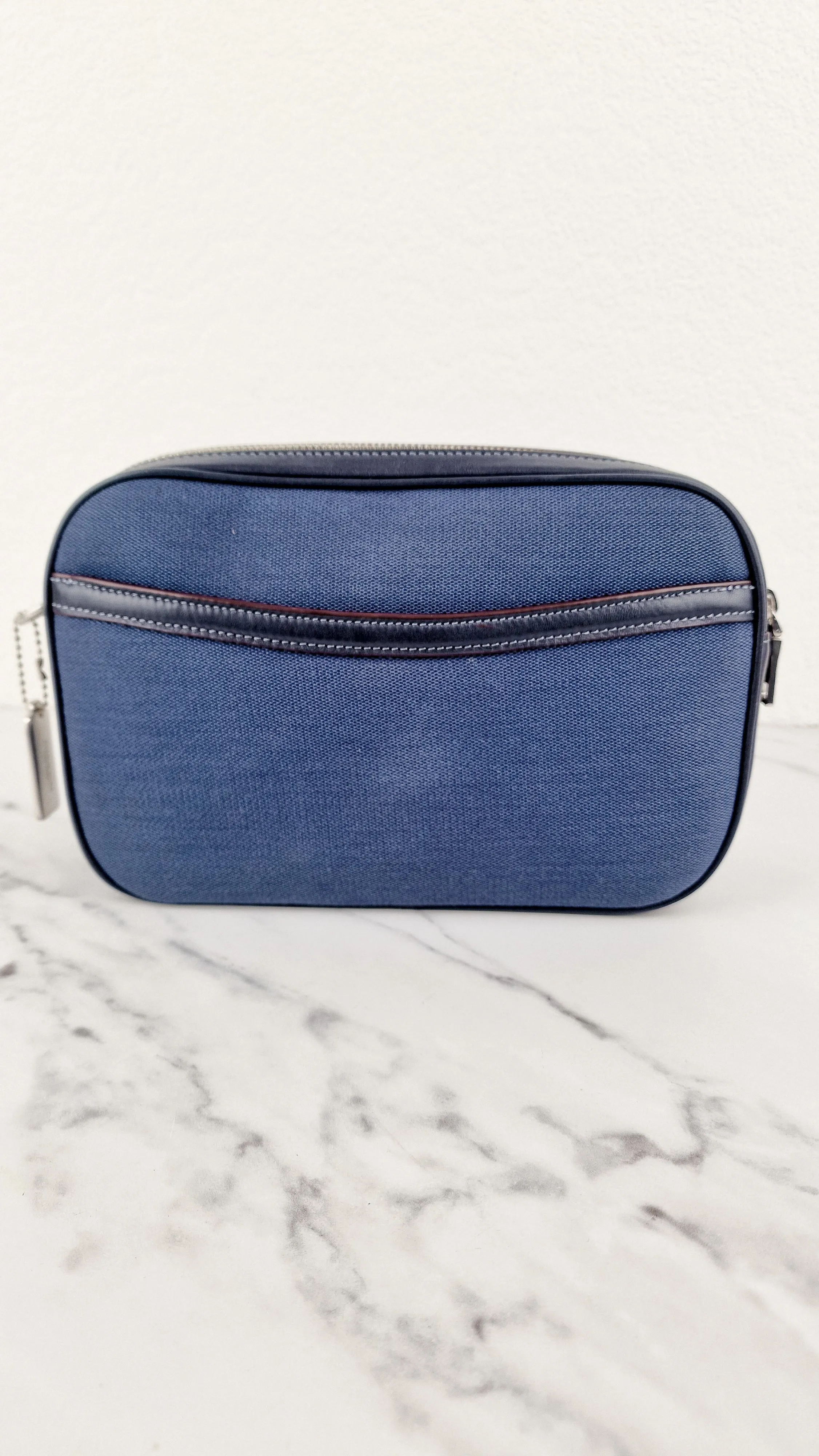 Coach Jes Crossbody Camera Bag in Denim & Navy Blue Leather Coach 6519