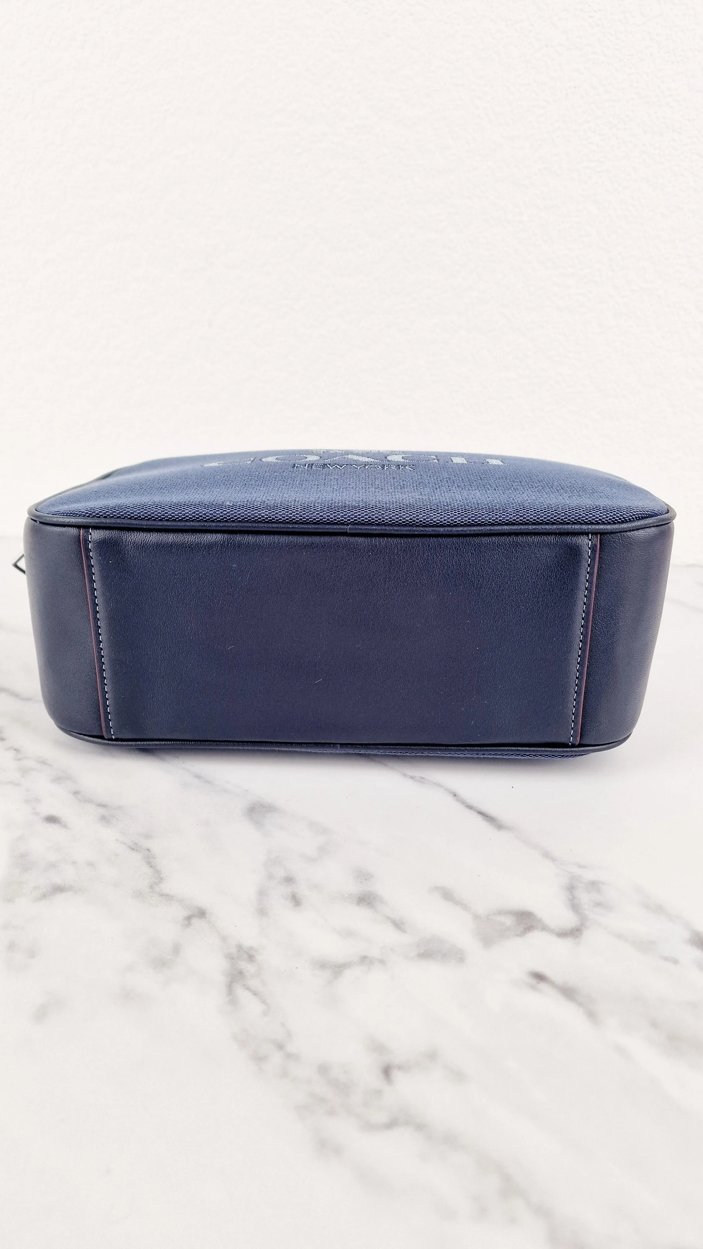 Coach Jes Crossbody Camera Bag in Denim & Navy Blue Leather Coach 6519
