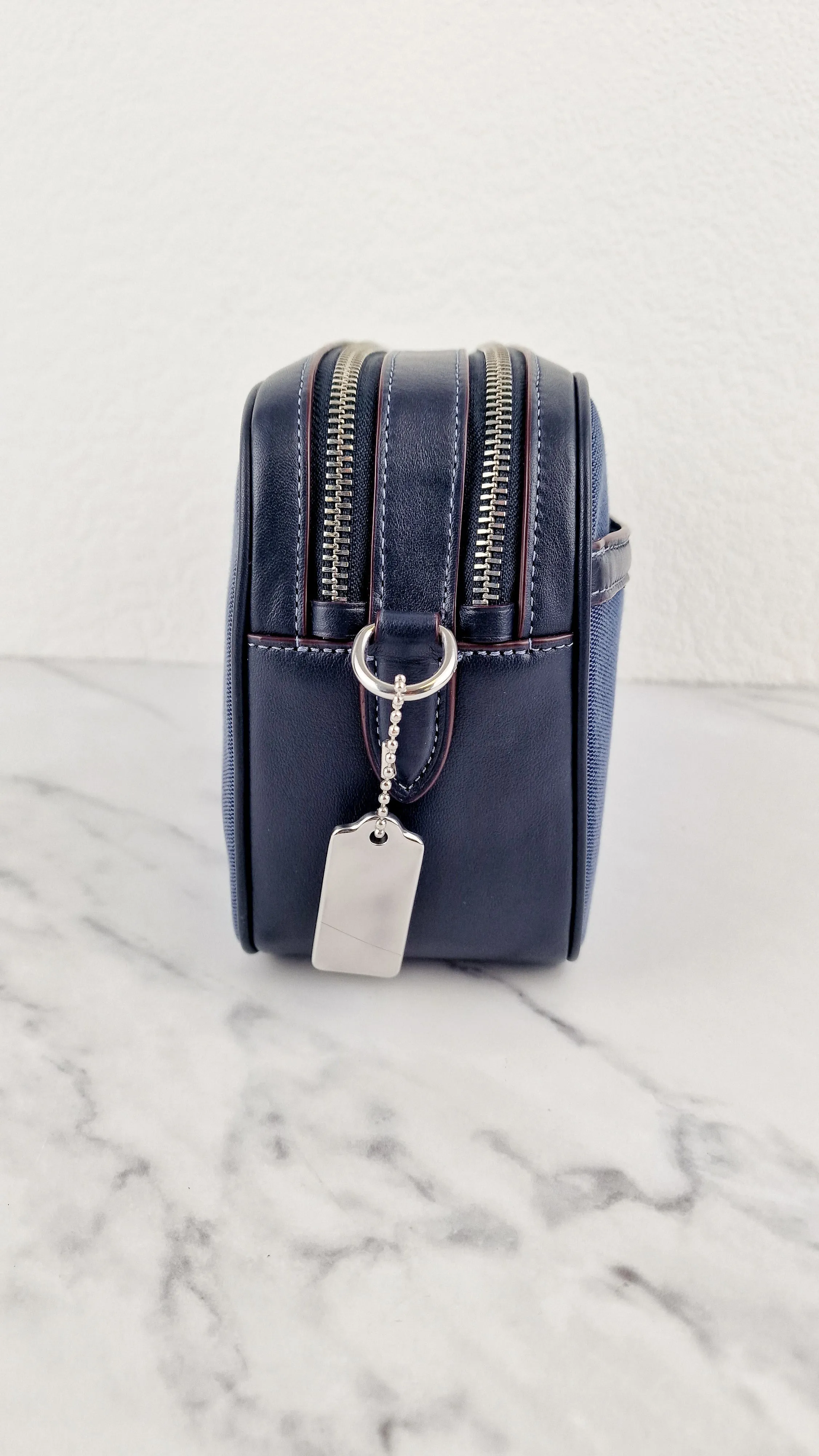 Coach Jes Crossbody Camera Bag in Denim & Navy Blue Leather Coach 6519