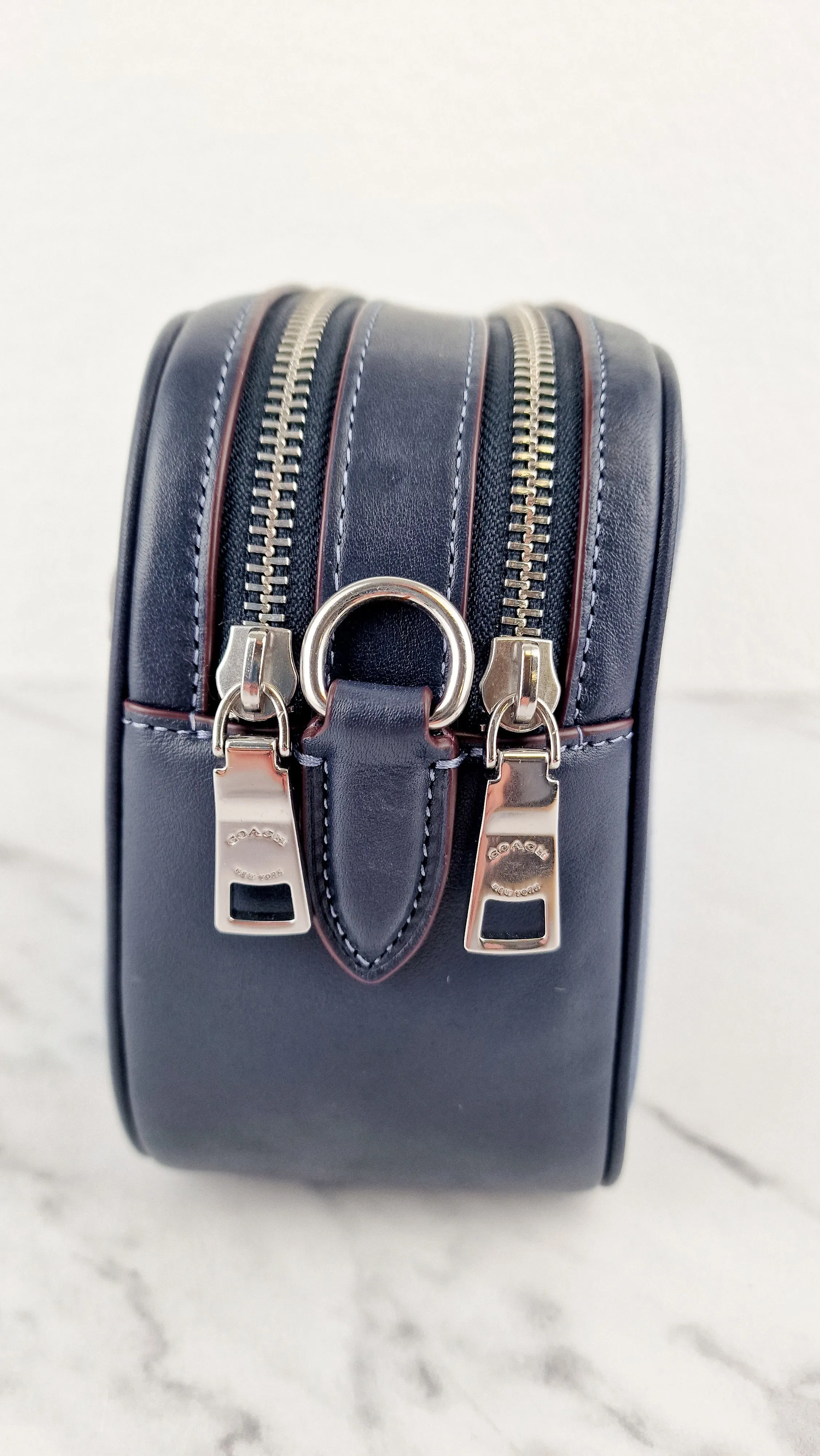 Coach Jes Crossbody Camera Bag in Denim & Navy Blue Leather Coach 6519