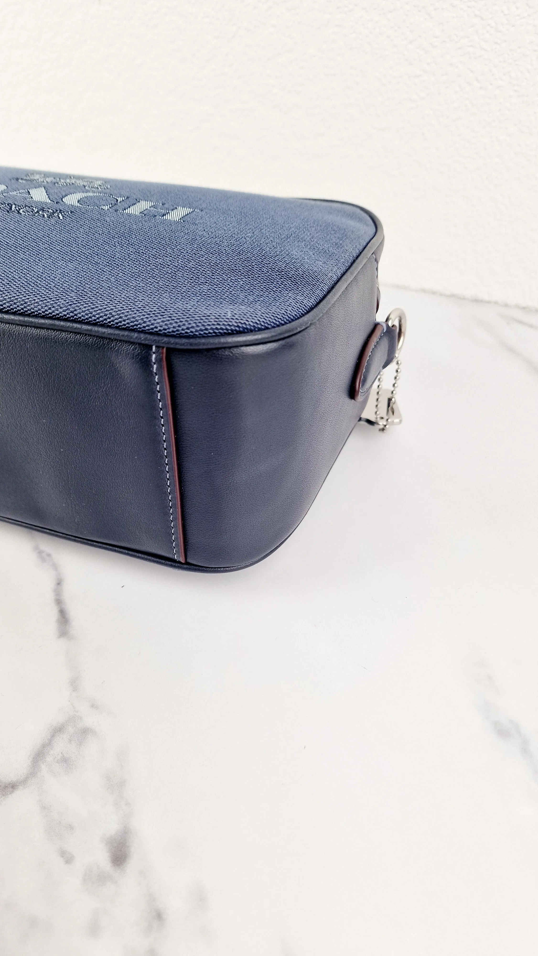 Coach Jes Crossbody Camera Bag in Denim & Navy Blue Leather Coach 6519