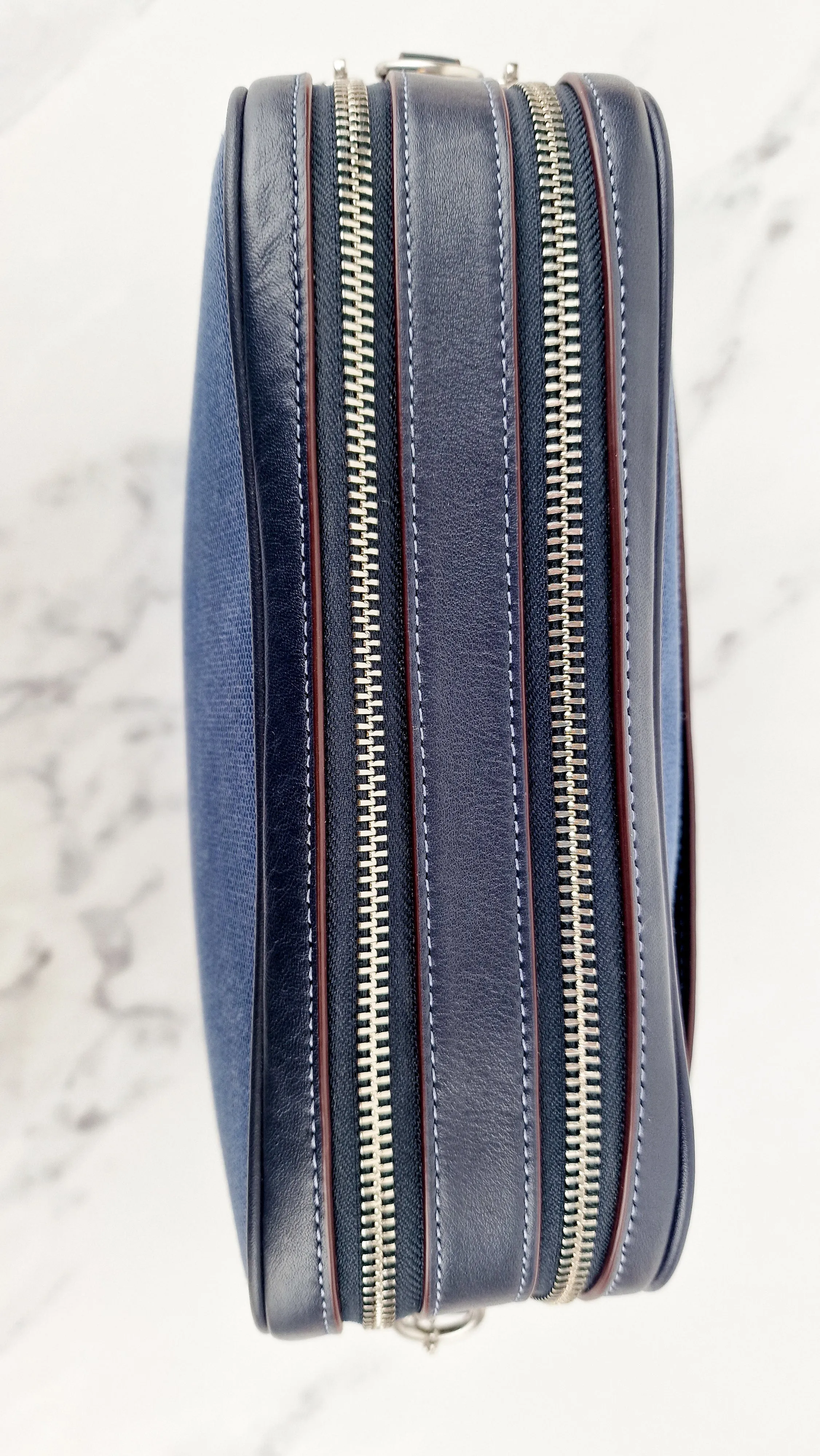 Coach Jes Crossbody Camera Bag in Denim & Navy Blue Leather Coach 6519