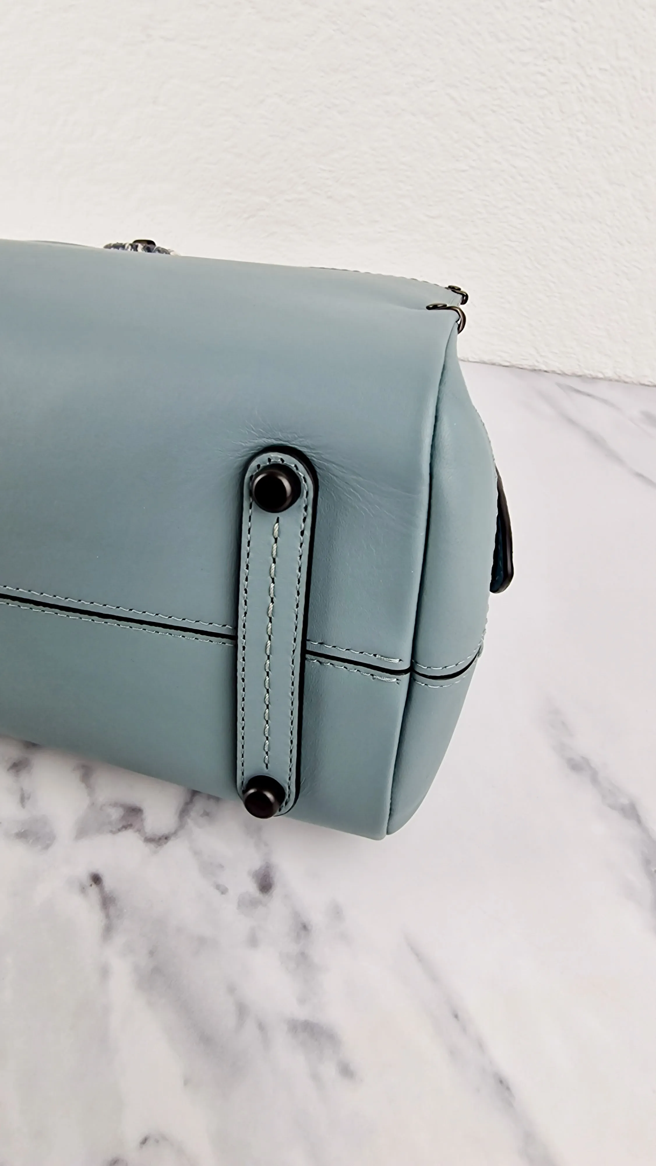 Coach Mason Carryall in Sage Pale Blue Green Smooth Leather & Snakeskin - Coach 38717