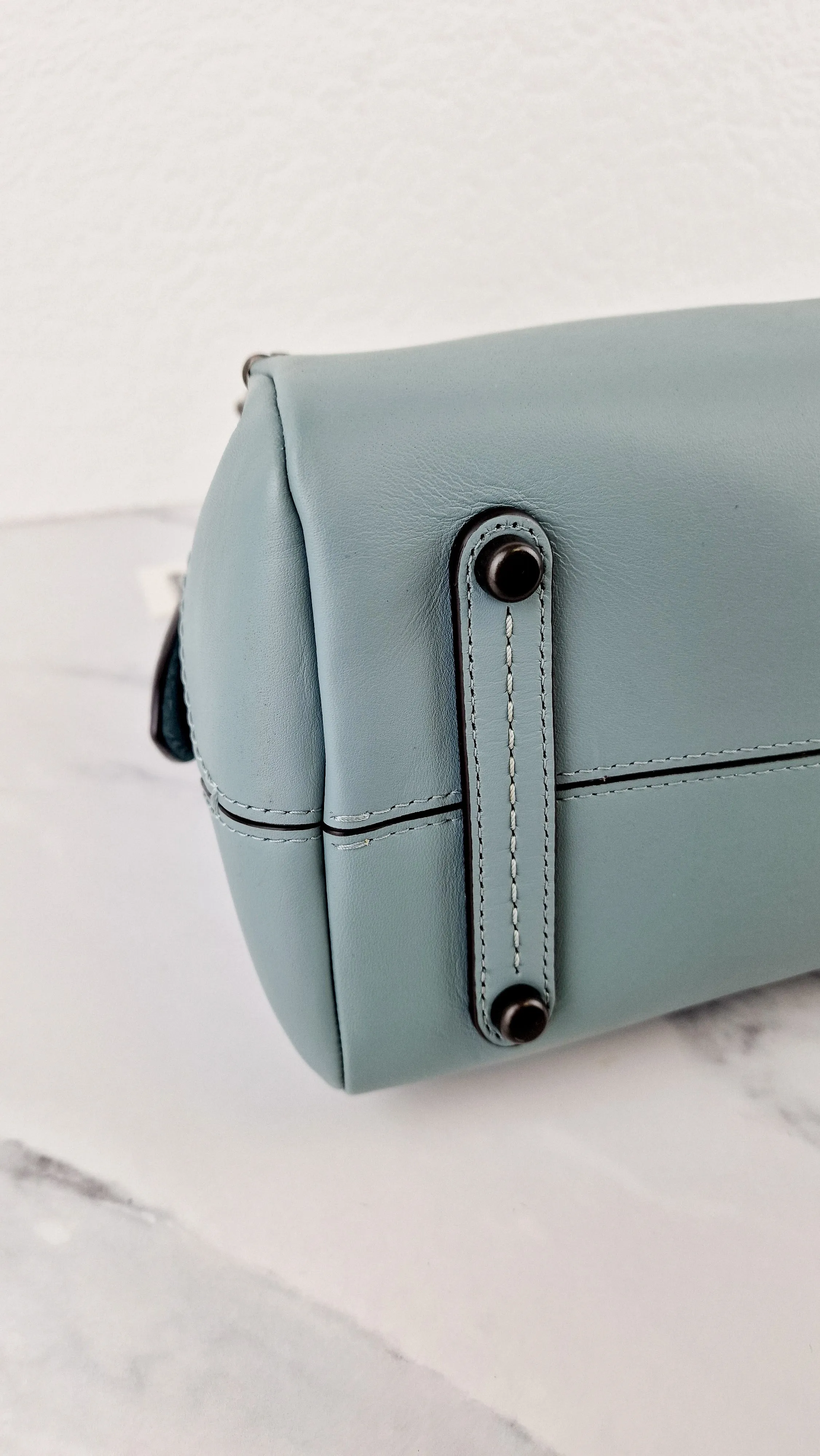 Coach Mason Carryall in Sage Pale Blue Green Smooth Leather & Snakeskin - Coach 38717