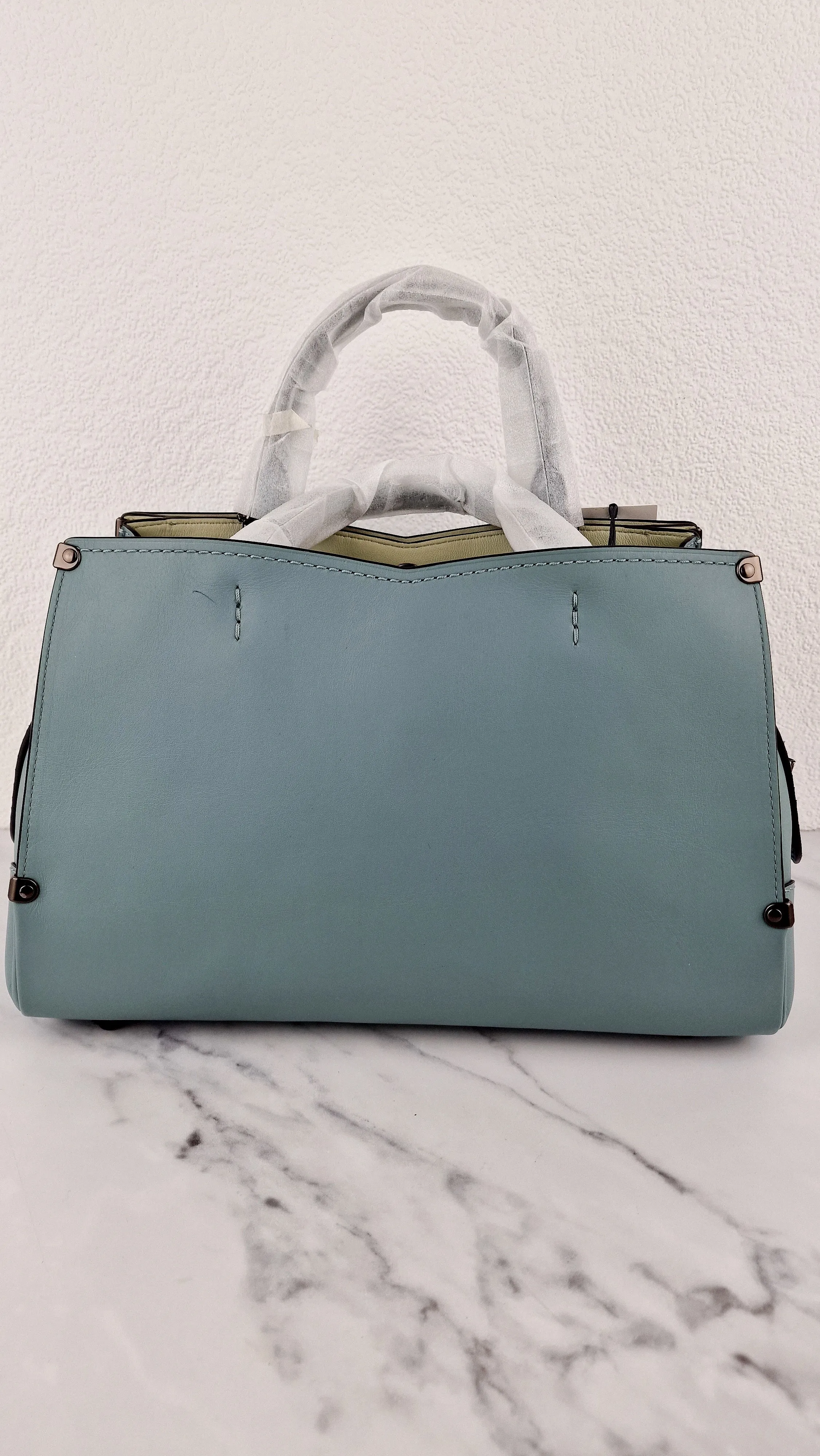 Coach Mason Carryall in Sage Pale Blue Green Smooth Leather & Snakeskin - Coach 38717