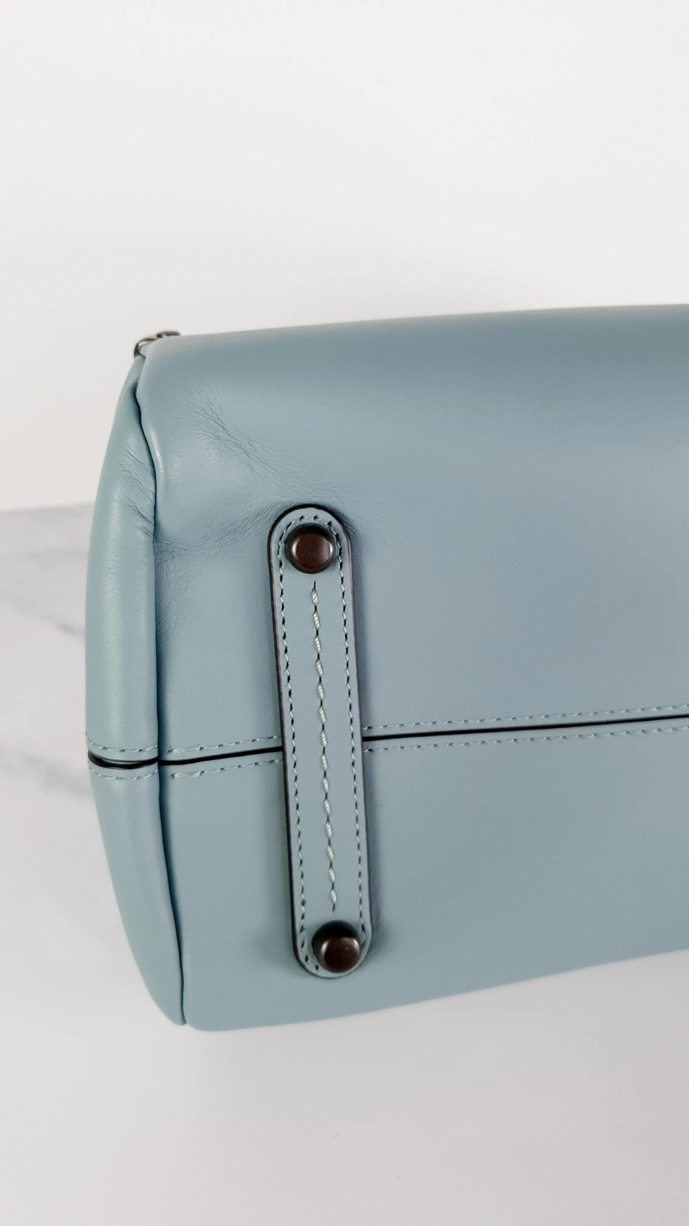 Coach Mason Carryall in Sage Pale Blue Green Smooth Leather with Snakeskin - Coach 38717