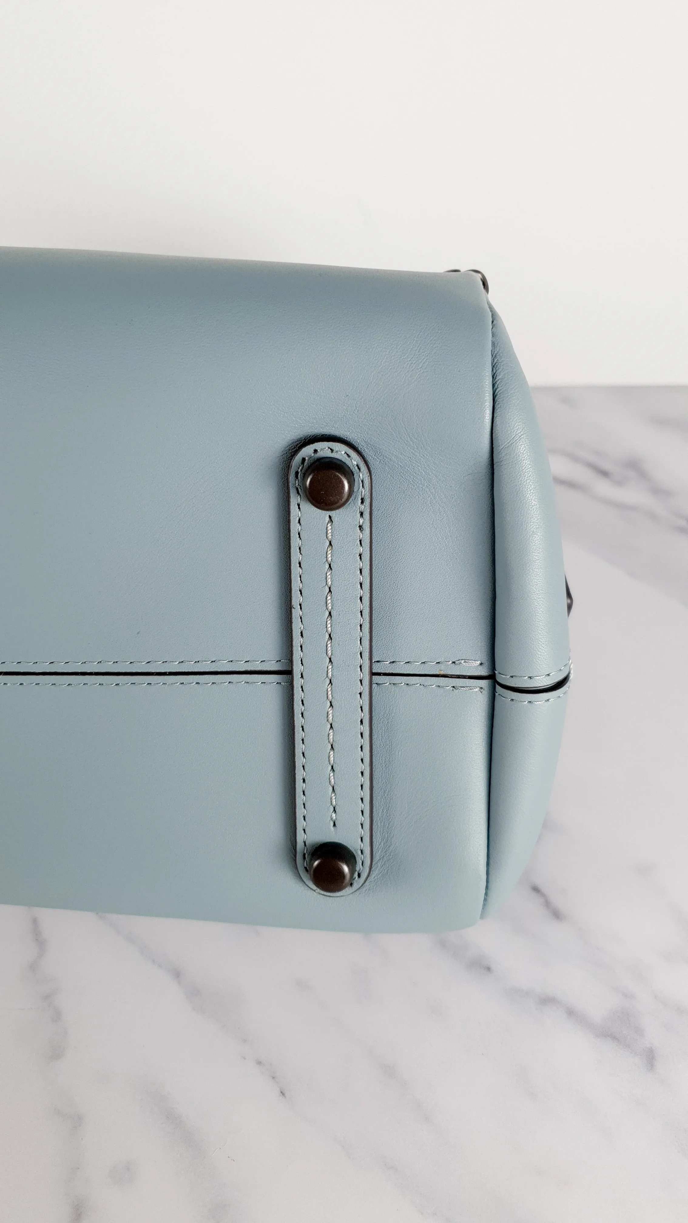 Coach Mason Carryall in Sage Pale Blue Green Smooth Leather with Snakeskin - Coach 38717