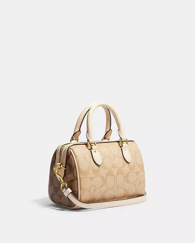 Coach Mini Rowan Satchel In Blocked Signature Canvas