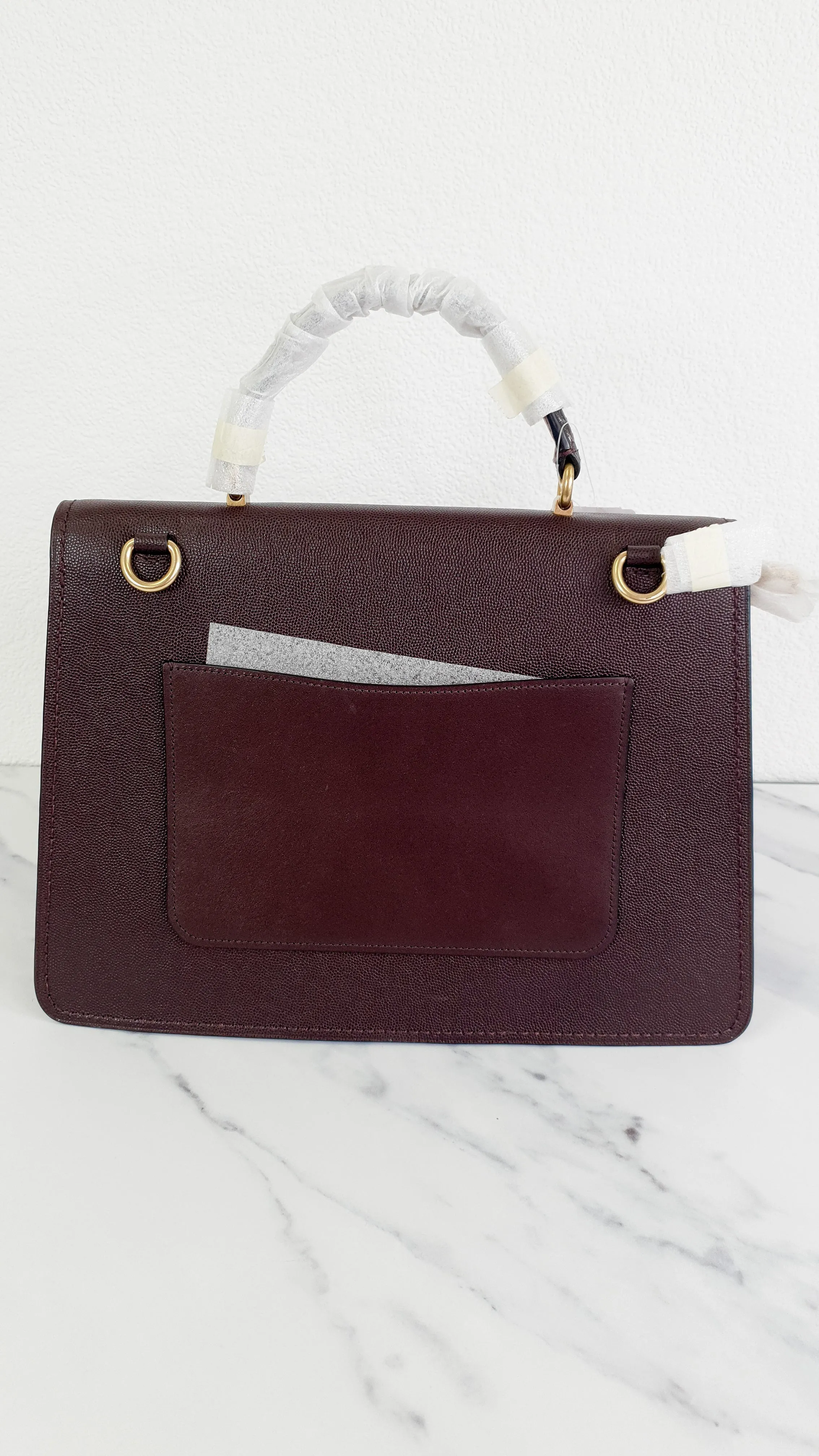 Coach Parker 32 Tophandle Carryall in Oxblood Burgundy Colorblock with Snakeskin Details & C Chain - Handbag Exotic Crossbody Bag Coach 73969