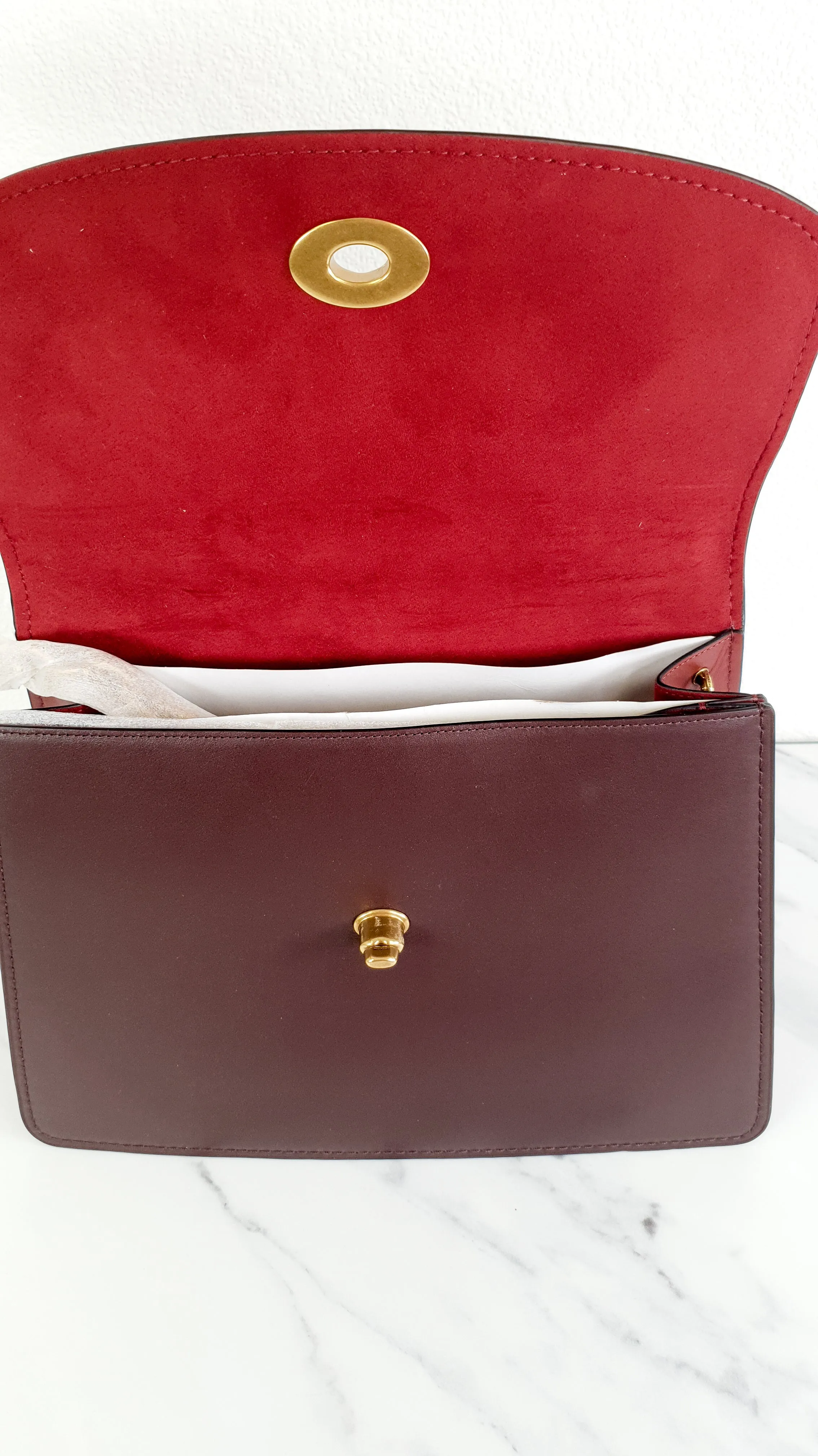 Coach Parker 32 Tophandle Carryall in Oxblood Burgundy Colorblock with Snakeskin Details & C Chain - Handbag Exotic Crossbody Bag Coach 73969
