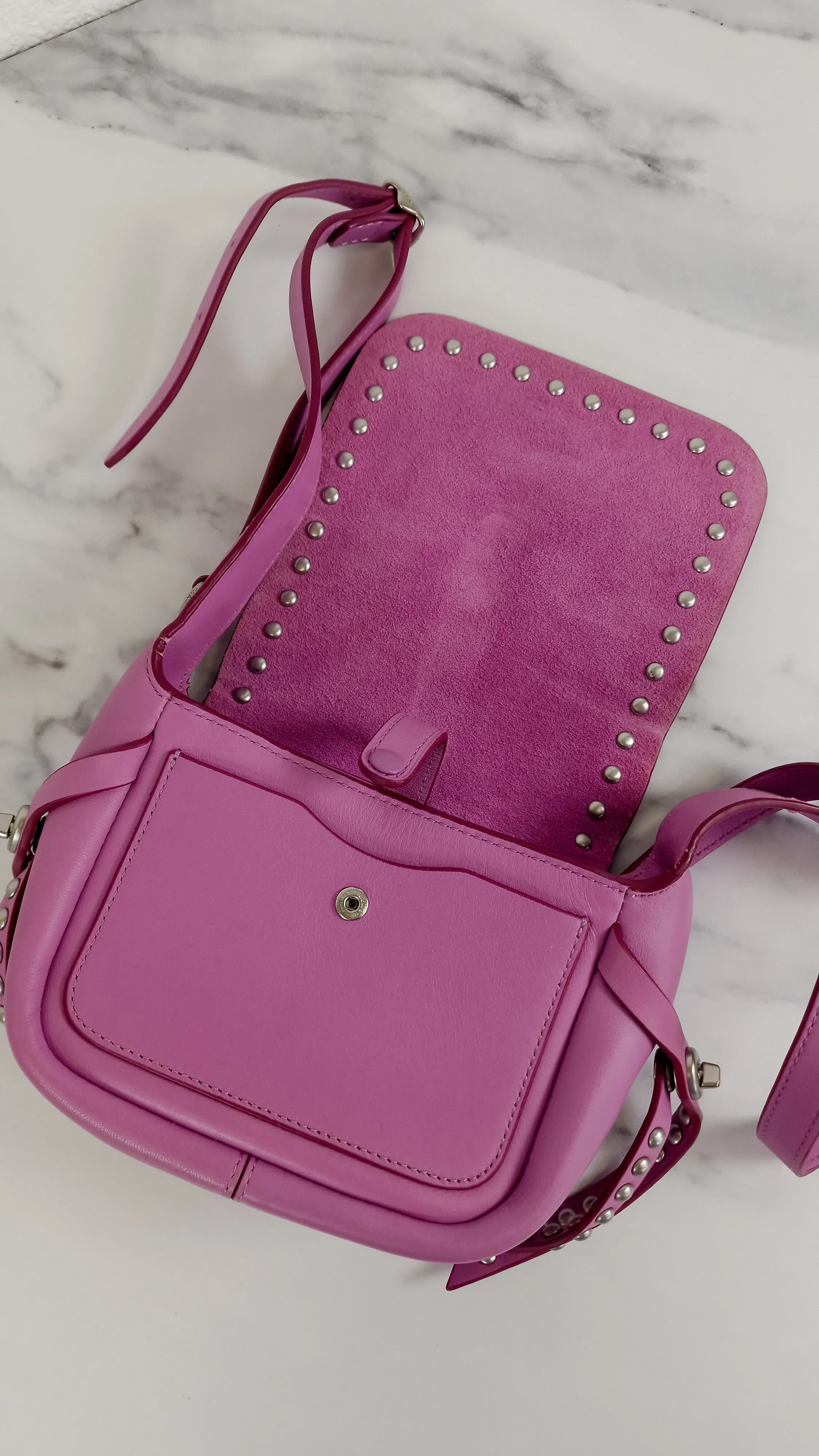 Coach Rivets Dakotah 15 Crossbody Bag in Puce Purple Pink Smooth Calf Leather - Coach 35751