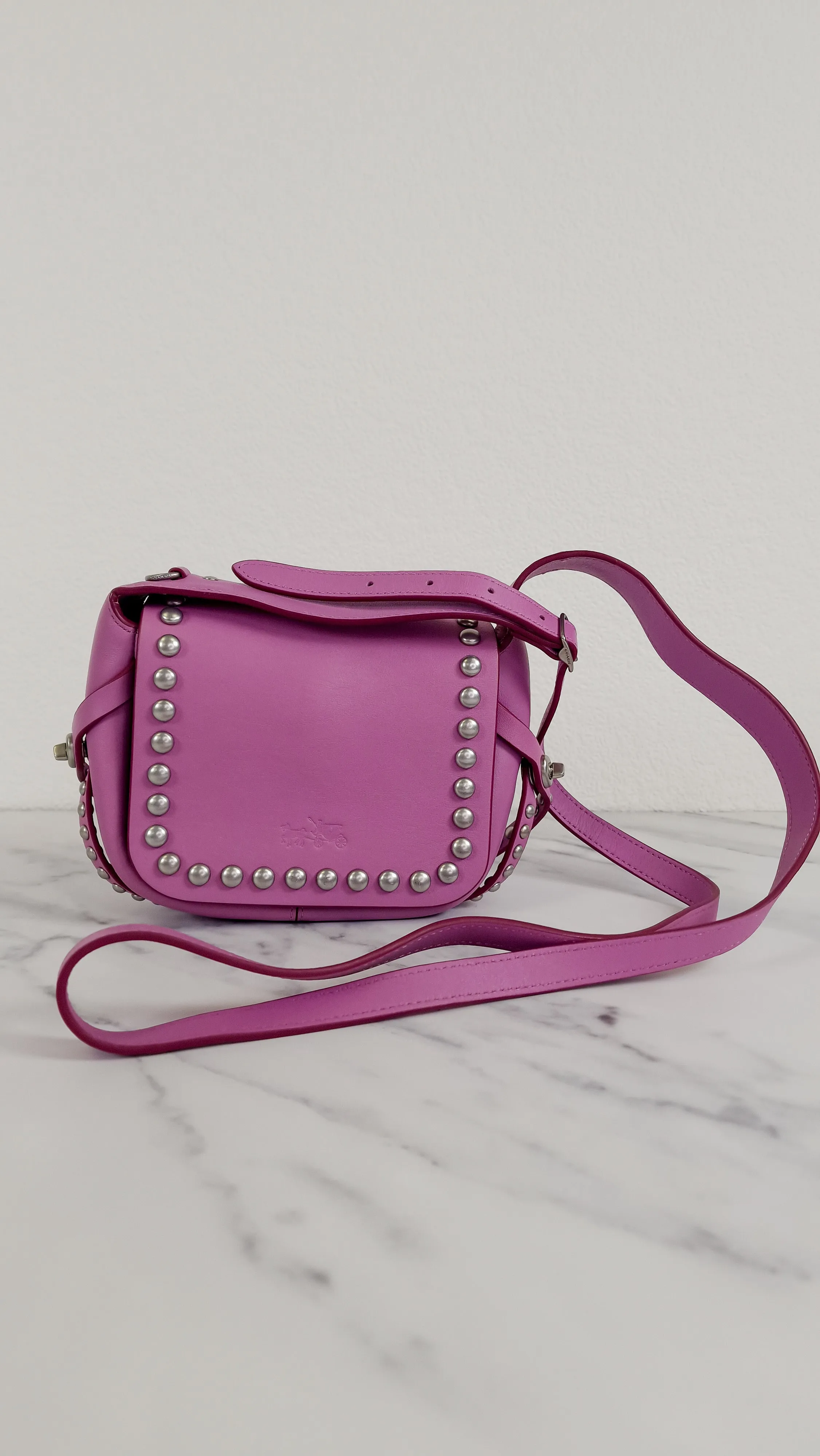 Coach Rivets Dakotah 15 Crossbody Bag in Puce Purple Pink Smooth Calf Leather - Coach 35751