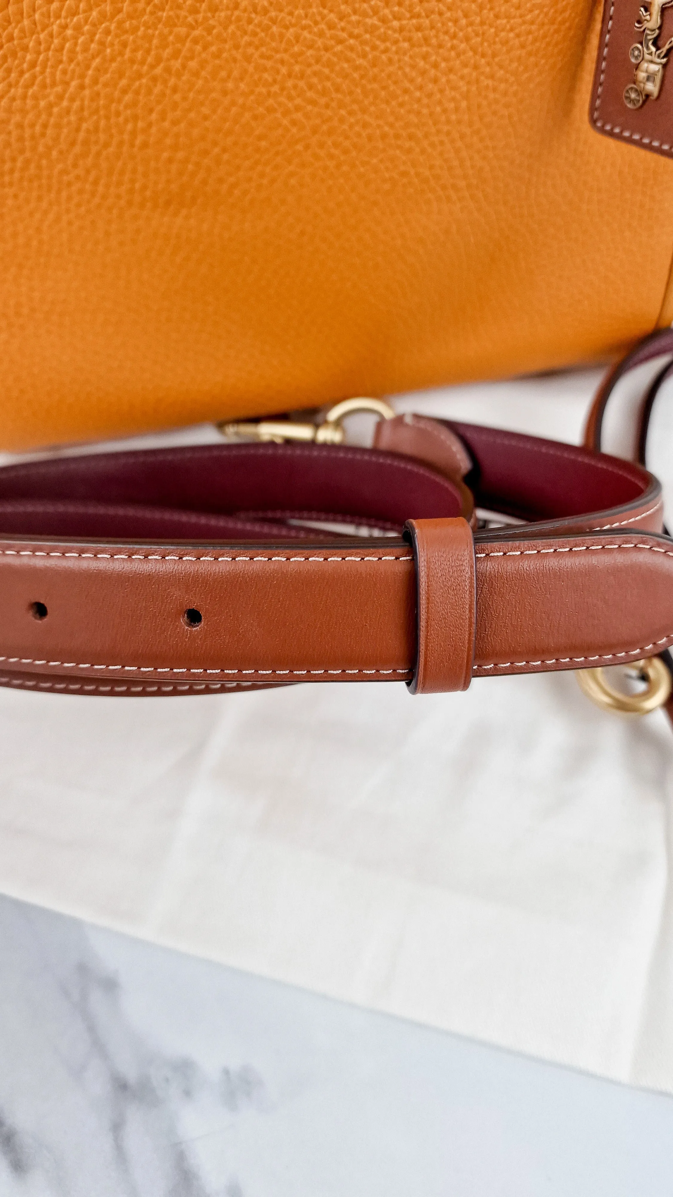 Coach Rogue 25 Colorblock Papaya Orange Leather & Suede - Handbag Crossbody Shoulder Bag - Coach C5575