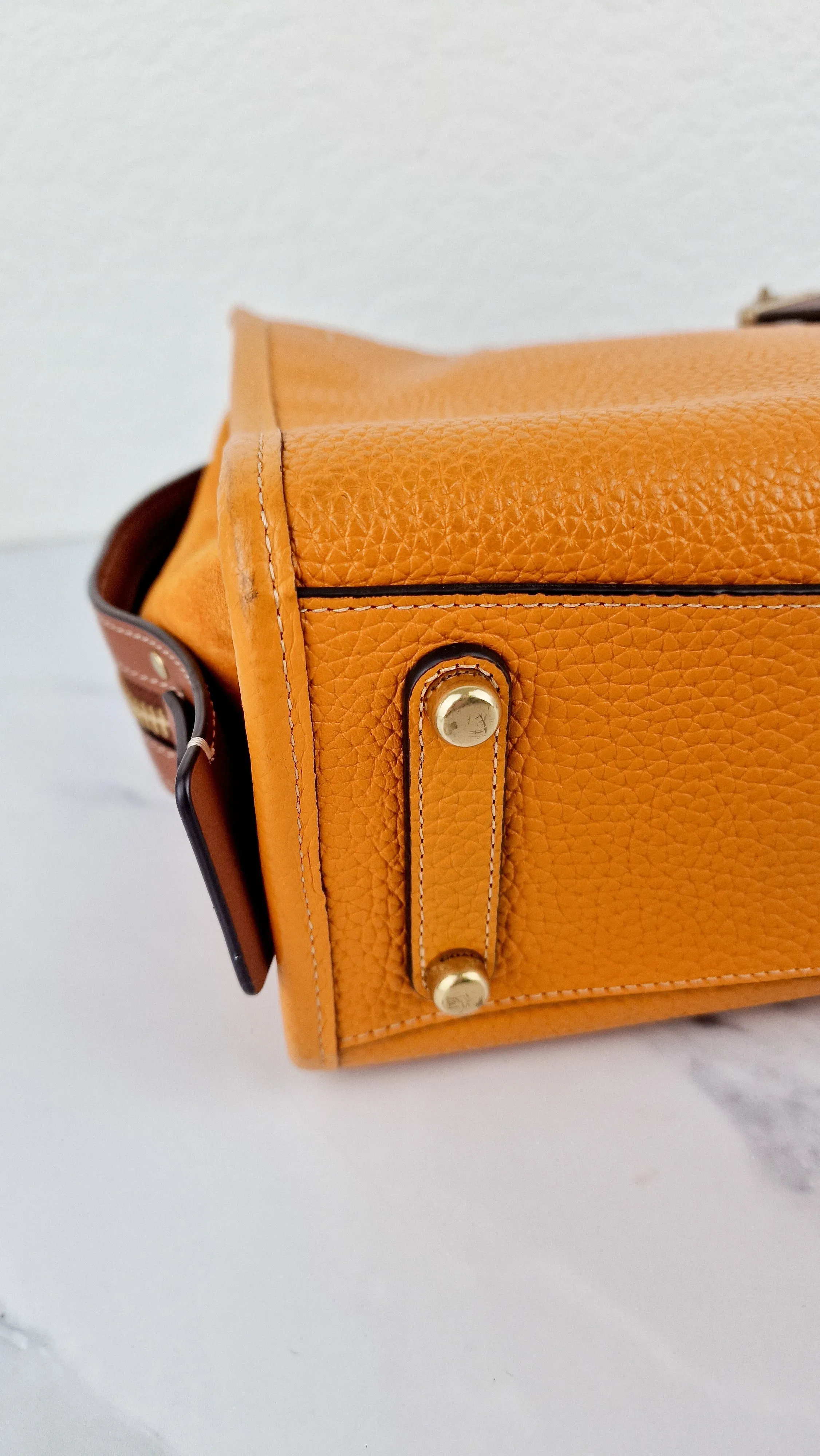 Coach Rogue 25 Colorblock Papaya Orange Leather & Suede - Handbag Crossbody Shoulder Bag - Coach C5575