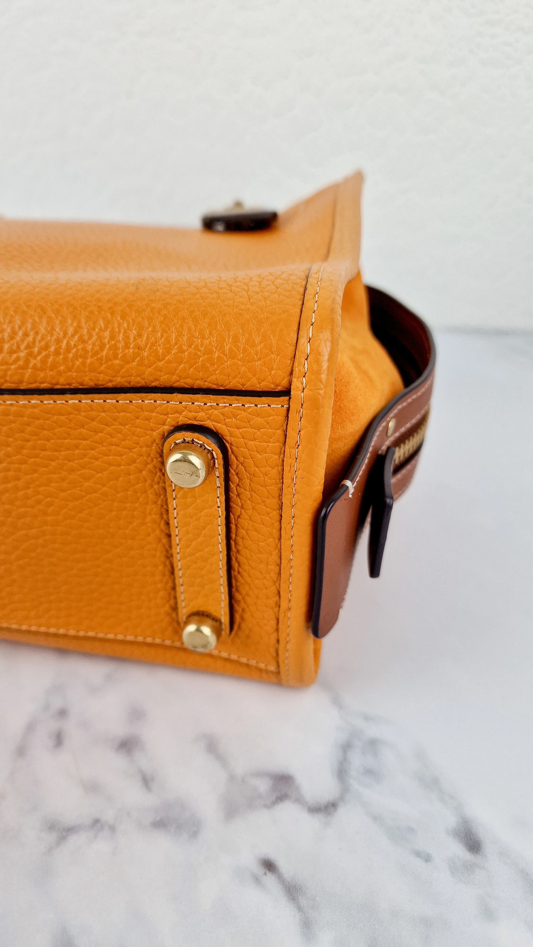 Coach Rogue 25 Colorblock Papaya Orange Leather & Suede - Handbag Crossbody Shoulder Bag - Coach C5575