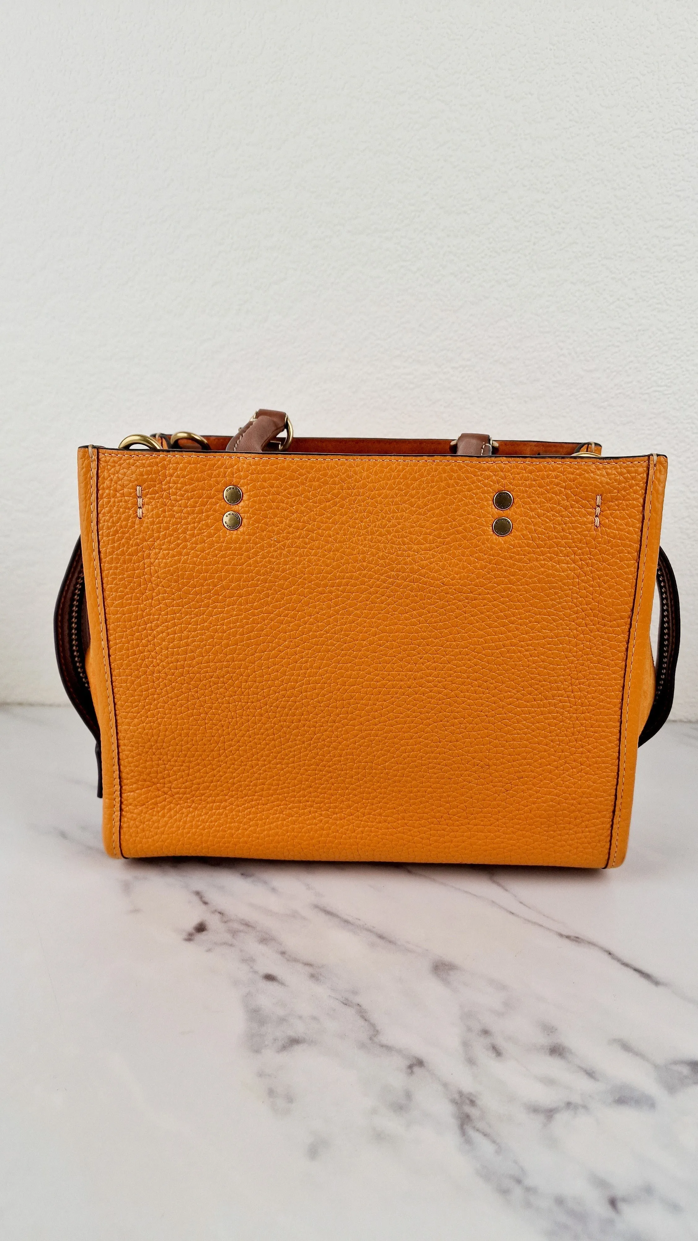 Coach Rogue 25 Colorblock Papaya Orange Leather & Suede - Handbag Crossbody Shoulder Bag - Coach C5575