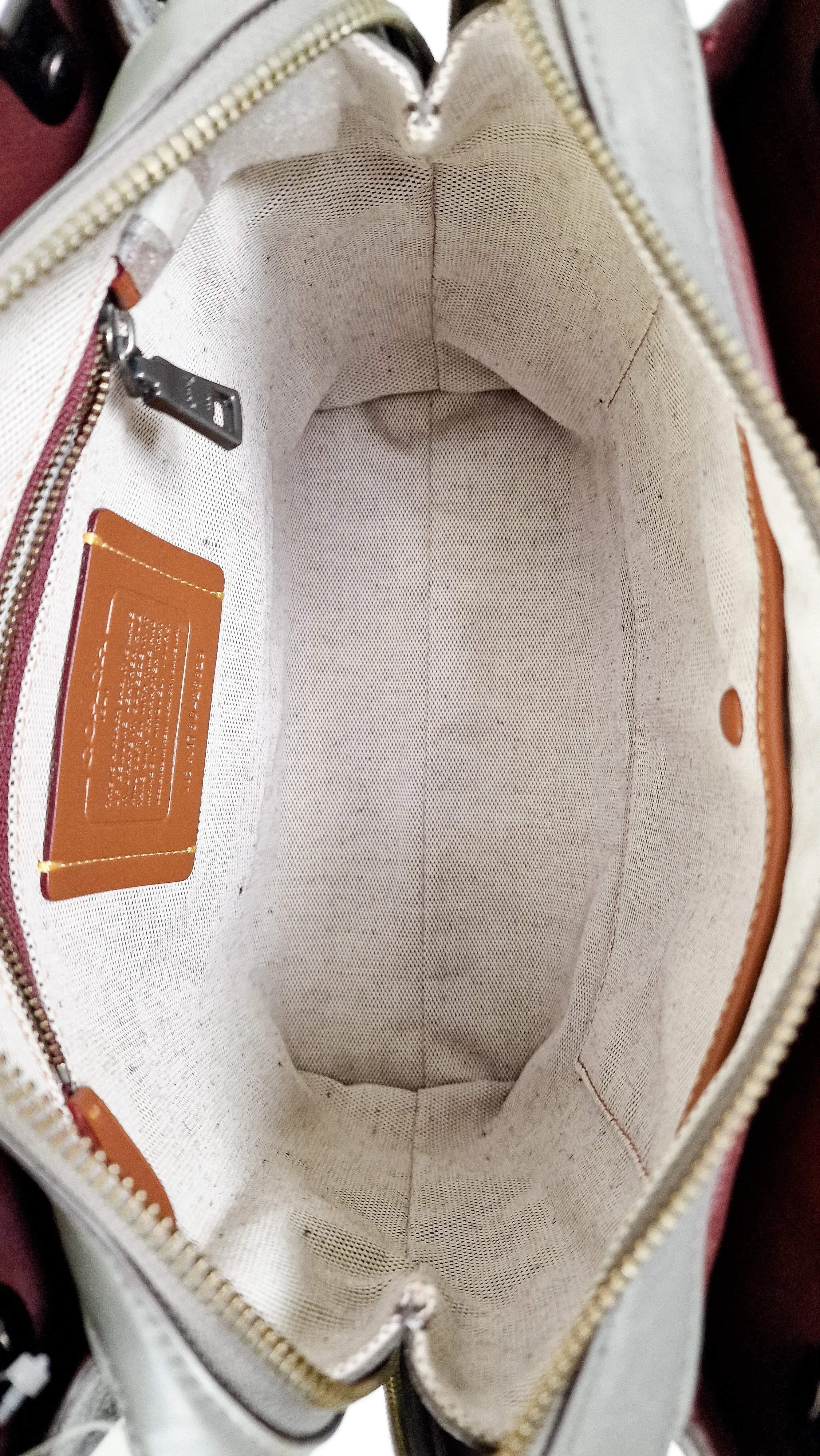 Coach Rogue Shoulder Bag in Grey Grain Leather with Oxblood Lining & C Chain Detail - Coach 26829