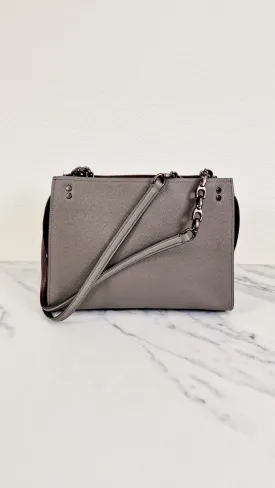 Coach Rogue Shoulder Bag in Grey Grain Leather with Oxblood Lining & C Chain Detail - Coach 26829