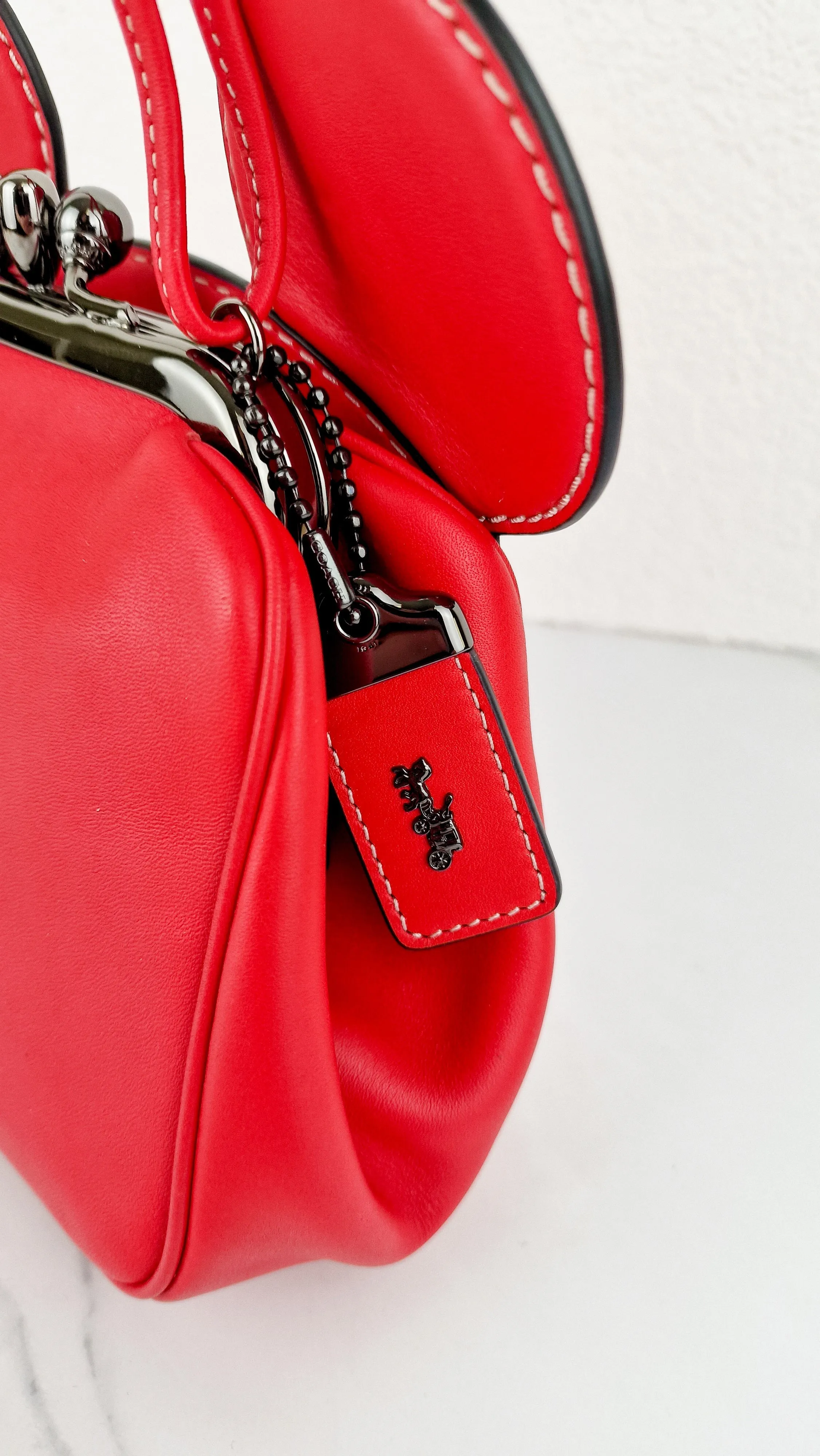 Coach x Disney x Keith Haring Mickey Mouse Ears Bag in Red Smooth Leather With Kisslock & Chain Strap LIMITED EDITION - Handbag Coach 37980