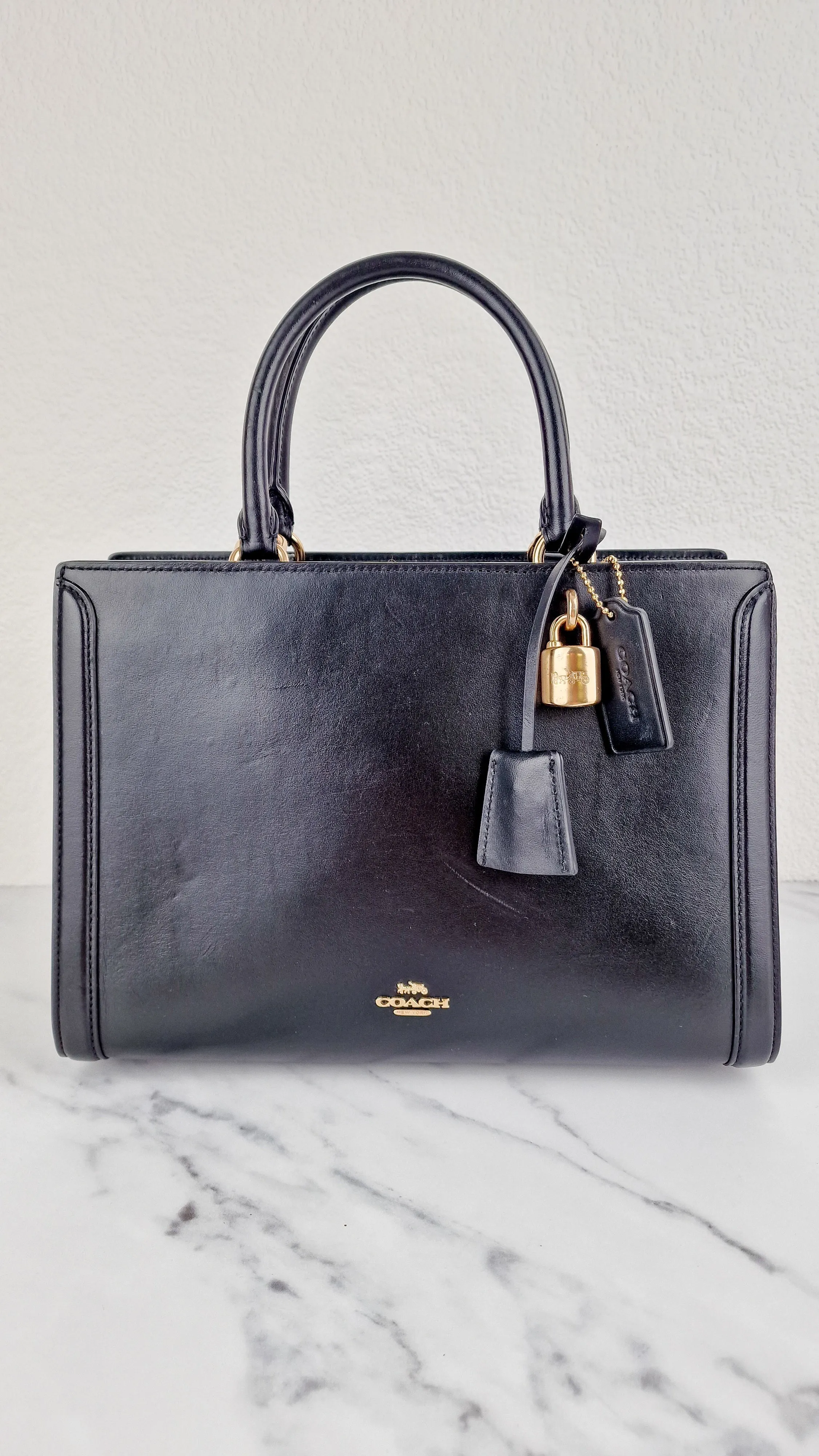 Coach Zoe Carryall Handbag in Smooth Black Leather - Coach F49500