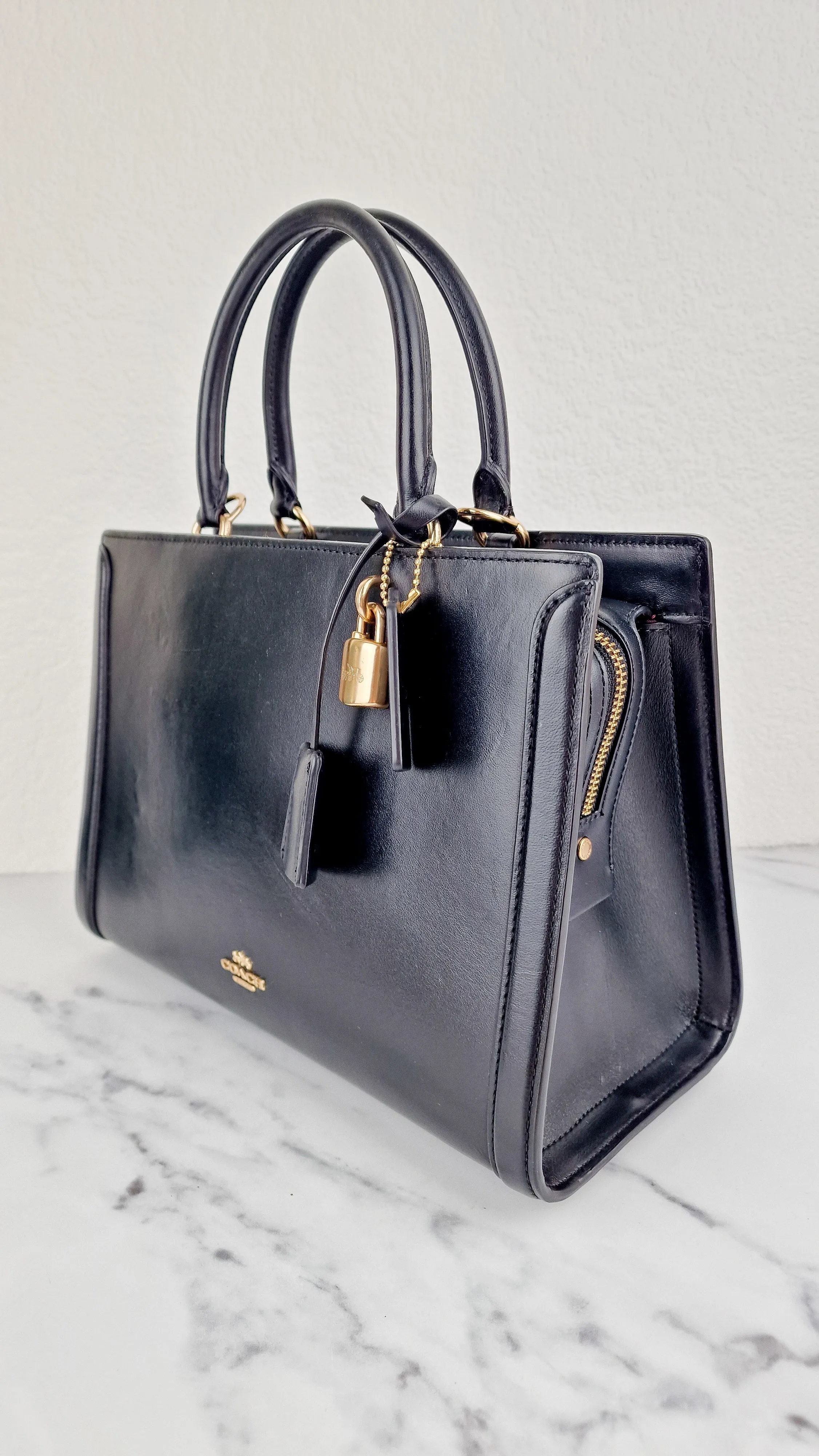 Coach Zoe Carryall Handbag in Smooth Black Leather - Coach F49500