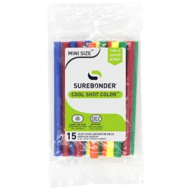 Cool Shot Color Glue Sticks, Ultra Low Temperature, Mini Size 4" - 15 Pack