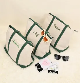 Custom Boat Tote Bag, Canvas Tote Bag, Custom Text Tote, Gift for Her, Bachelorette Gift, School Bag, Embroidery, Personalized Gift