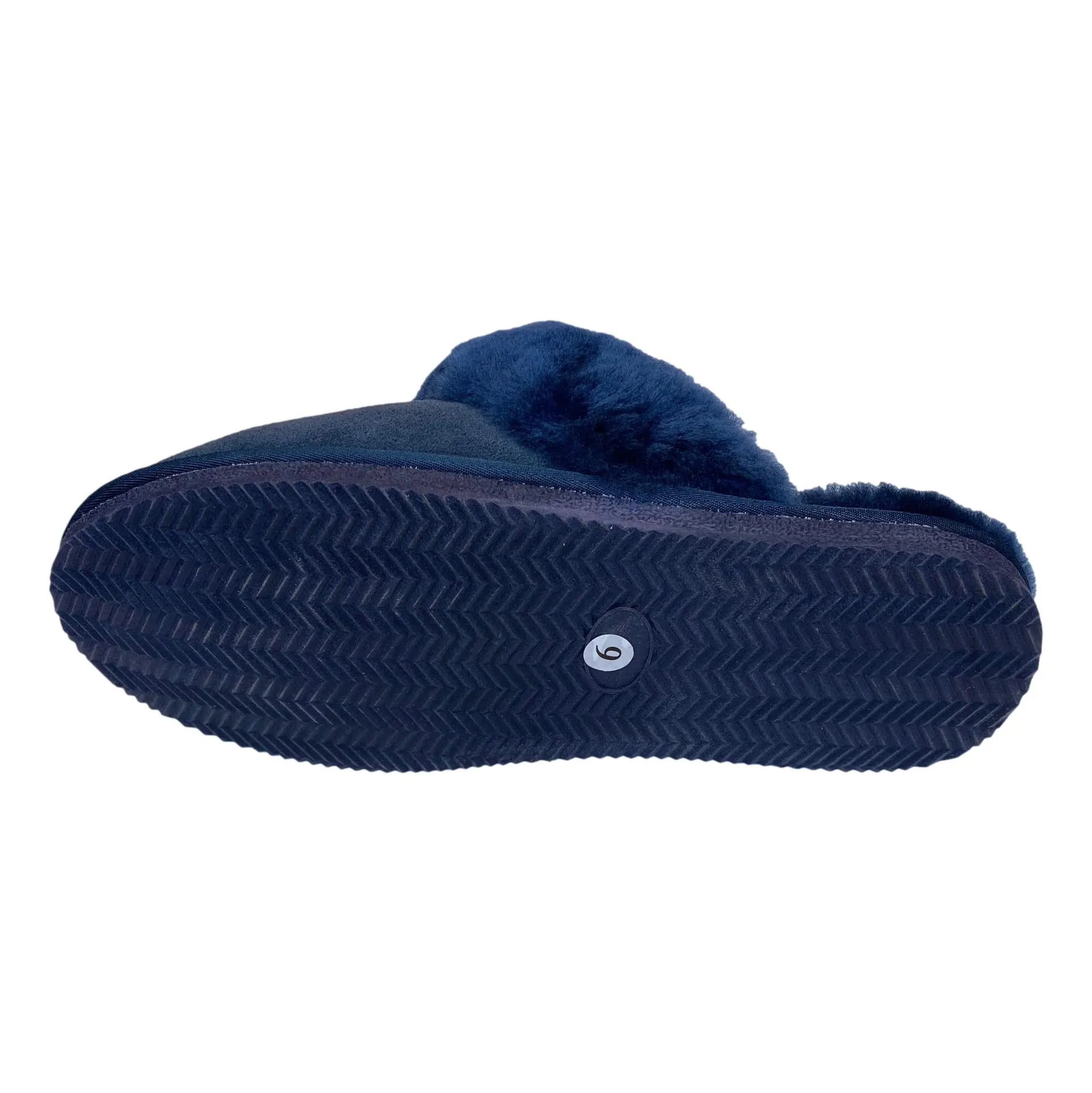 Deluxe Ladies 'Daisy' Sheepskin Slipper Mule - Navy