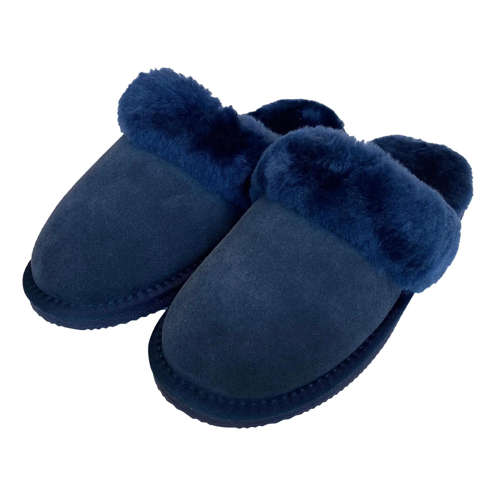 Deluxe Ladies 'Daisy' Sheepskin Slipper Mule - Navy