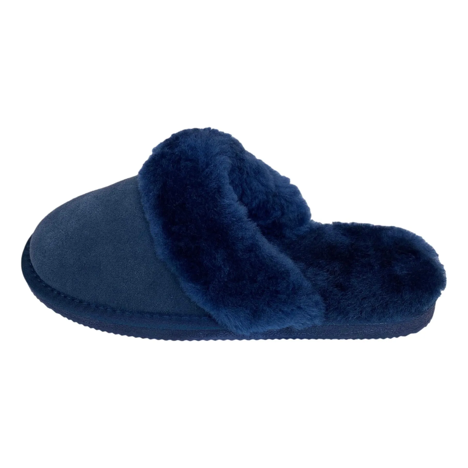 Deluxe Ladies 'Daisy' Sheepskin Slipper Mule - Navy