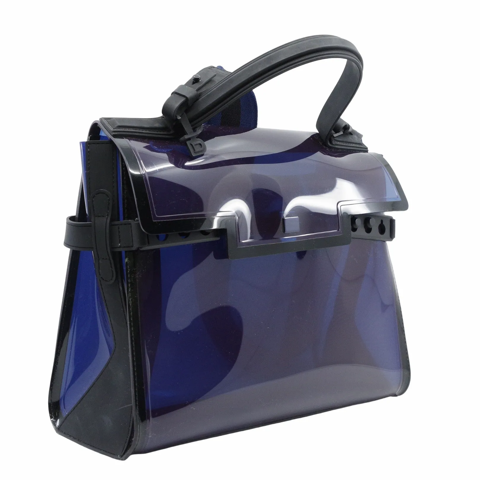 Delvaux Tempete  PVC Dark Night Satchel Navy De Prusse