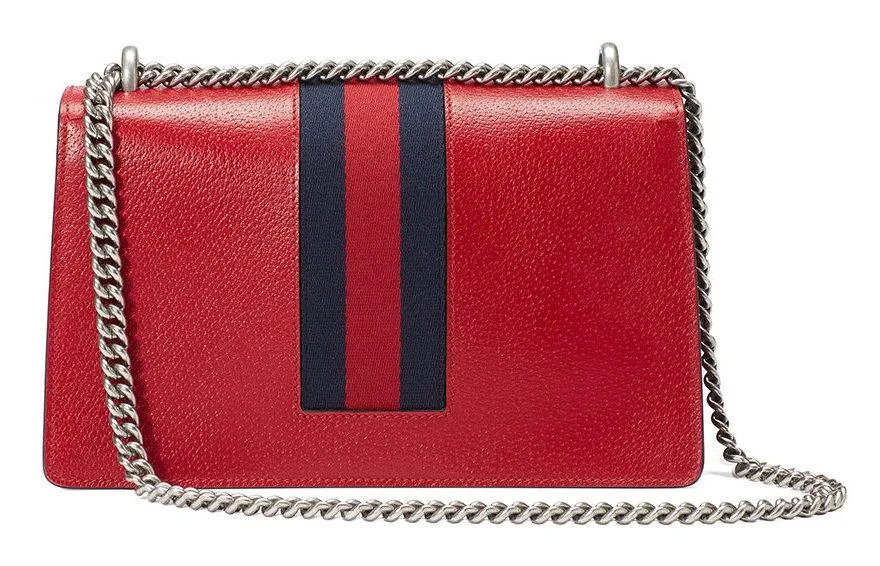 Dionysus Embroidered Leather Shoulder Bag, Red