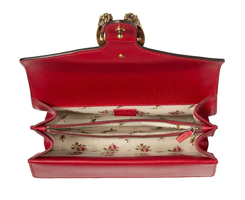 Dionysus Embroidered Leather Shoulder Bag, Red