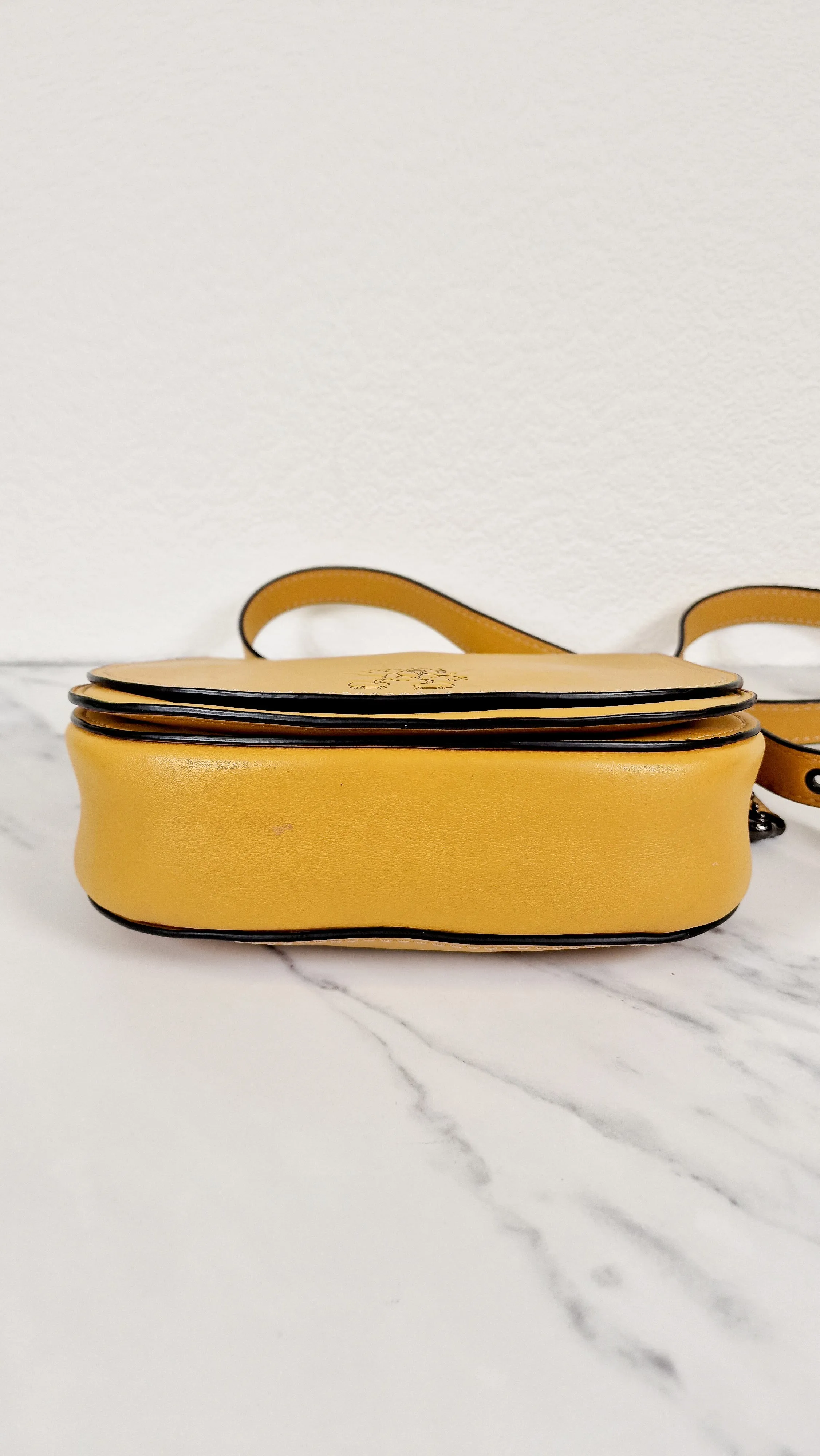 Disney X Coach 1941 Saddle Bag 23 with Mickey Mouse on Roller Skates in Flax Yellow Smooth Leather Crossbody Bag LIMITED EDITION - Coach 38421