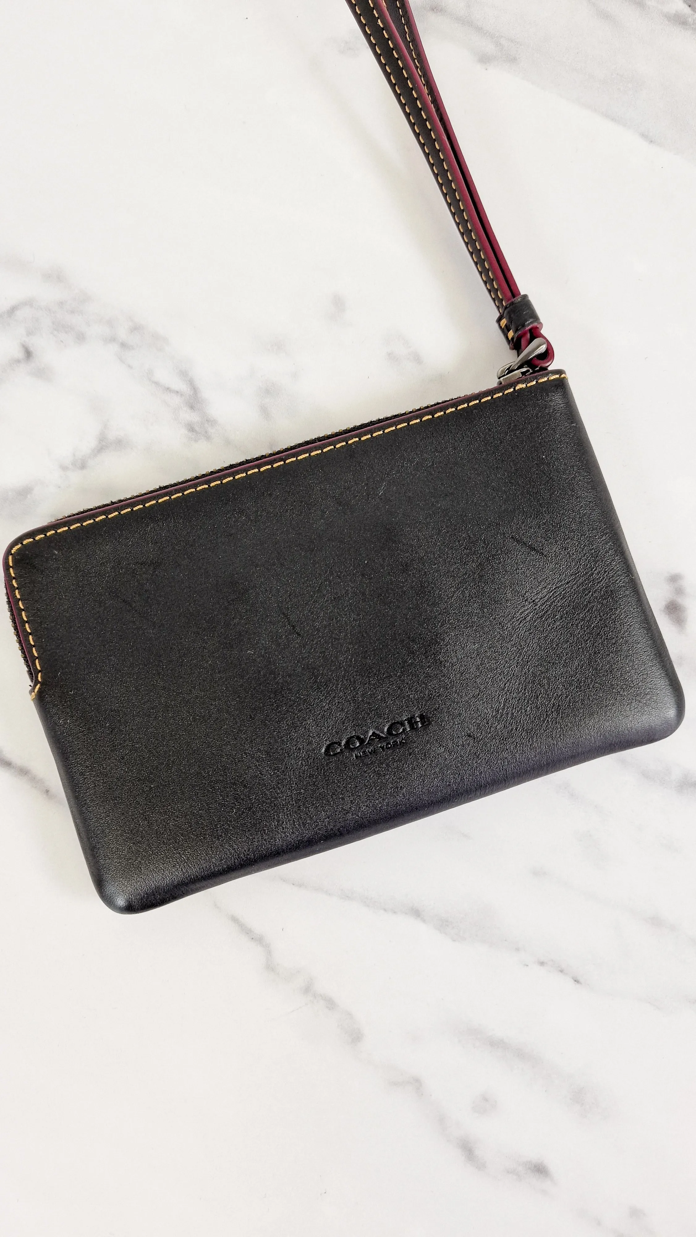Disney x Coach Mickey Mouse Corner Zip Wristlet Pouch Clutch in Black Smooth Leather - F59528