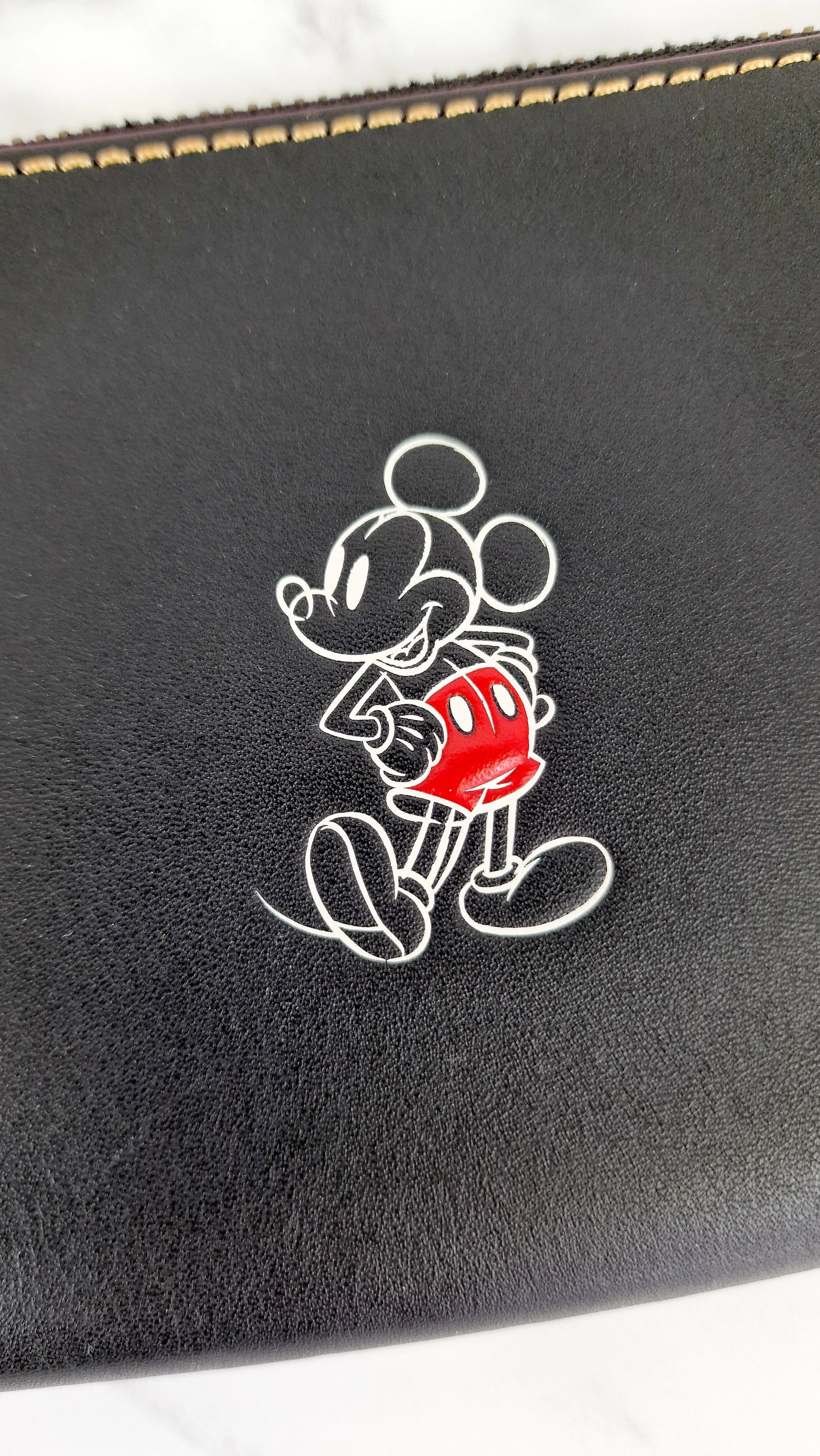 Disney x Coach Mickey Mouse Corner Zip Wristlet Pouch Clutch in Black Smooth Leather - F59528