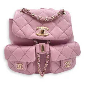 Duma Pink Backpack in Caviar leather, Light Gold hardware