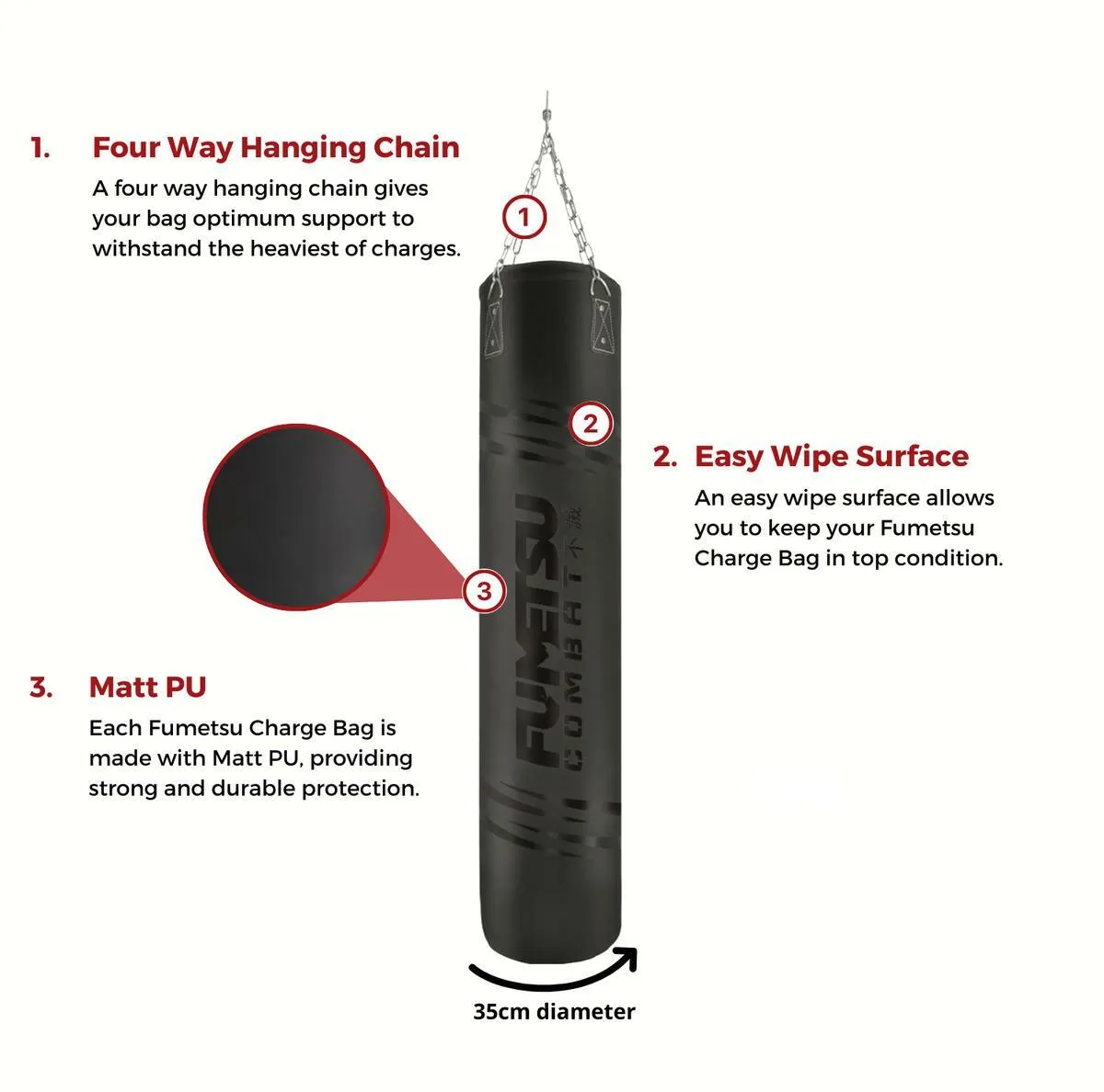 Fumetsu Charge 6ft Punch Bag Black/Black