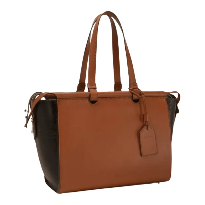 Furla Archive Series 01 Boston Medium Tote Bag - Cognac Nero