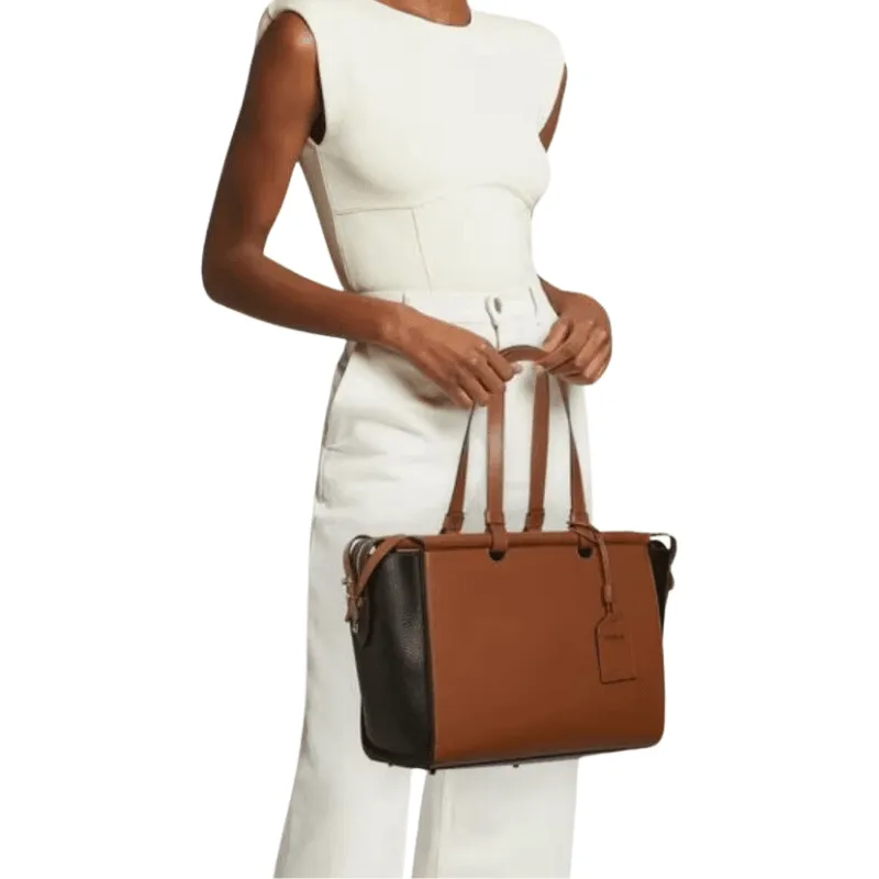 Furla Archive Series 01 Boston Medium Tote Bag - Cognac Nero