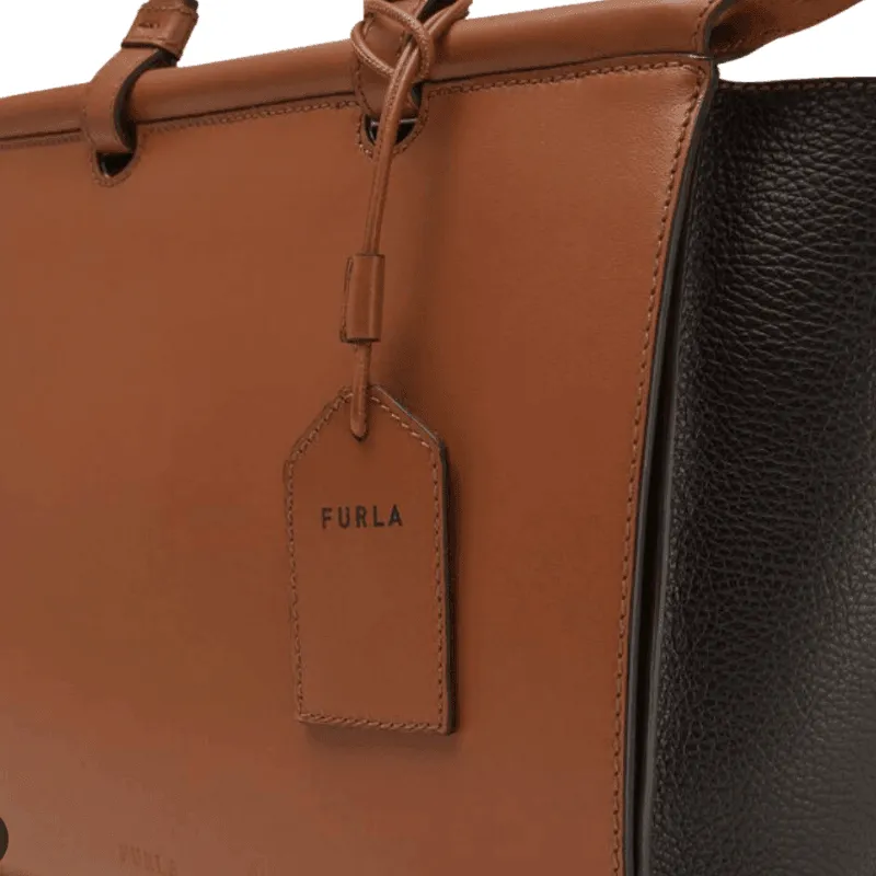Furla Archive Series 01 Boston Medium Tote Bag - Cognac Nero