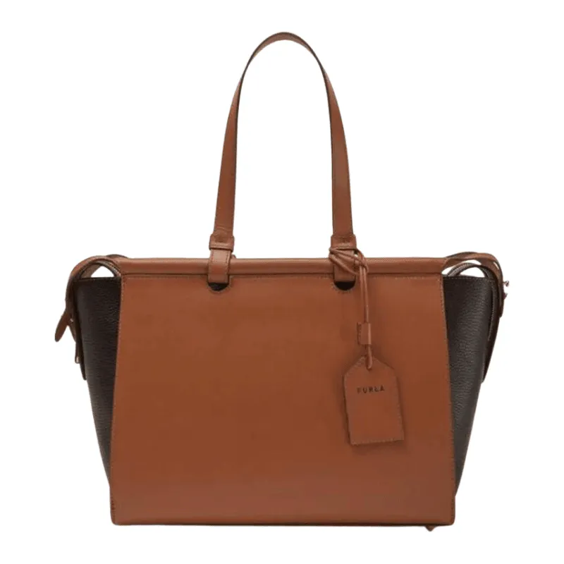 Furla Archive Series 01 Boston Medium Tote Bag - Cognac Nero