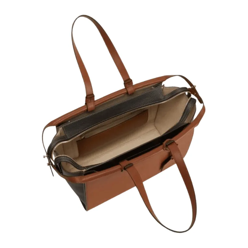 Furla Archive Series 01 Boston Medium Tote Bag - Cognac Nero
