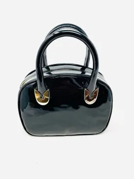 Gianfranco Ferre Black Patent Leather Mini Bag Purse 1-348-52021