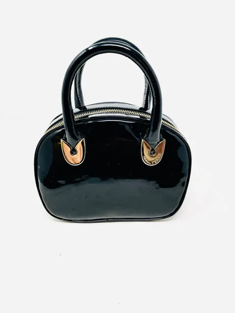 Gianfranco Ferre Black Patent Leather Mini Bag Purse 1-348-52021